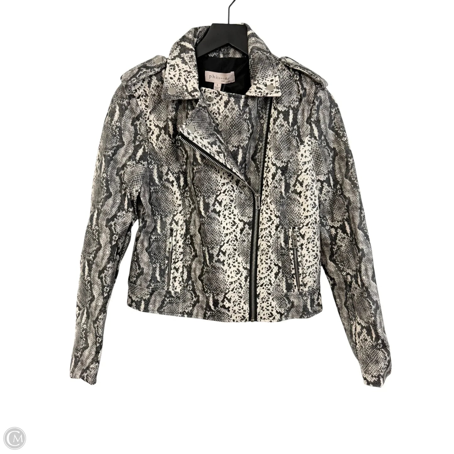 Jacket Moto By Philosophy In Snakeskin Print, Size: S