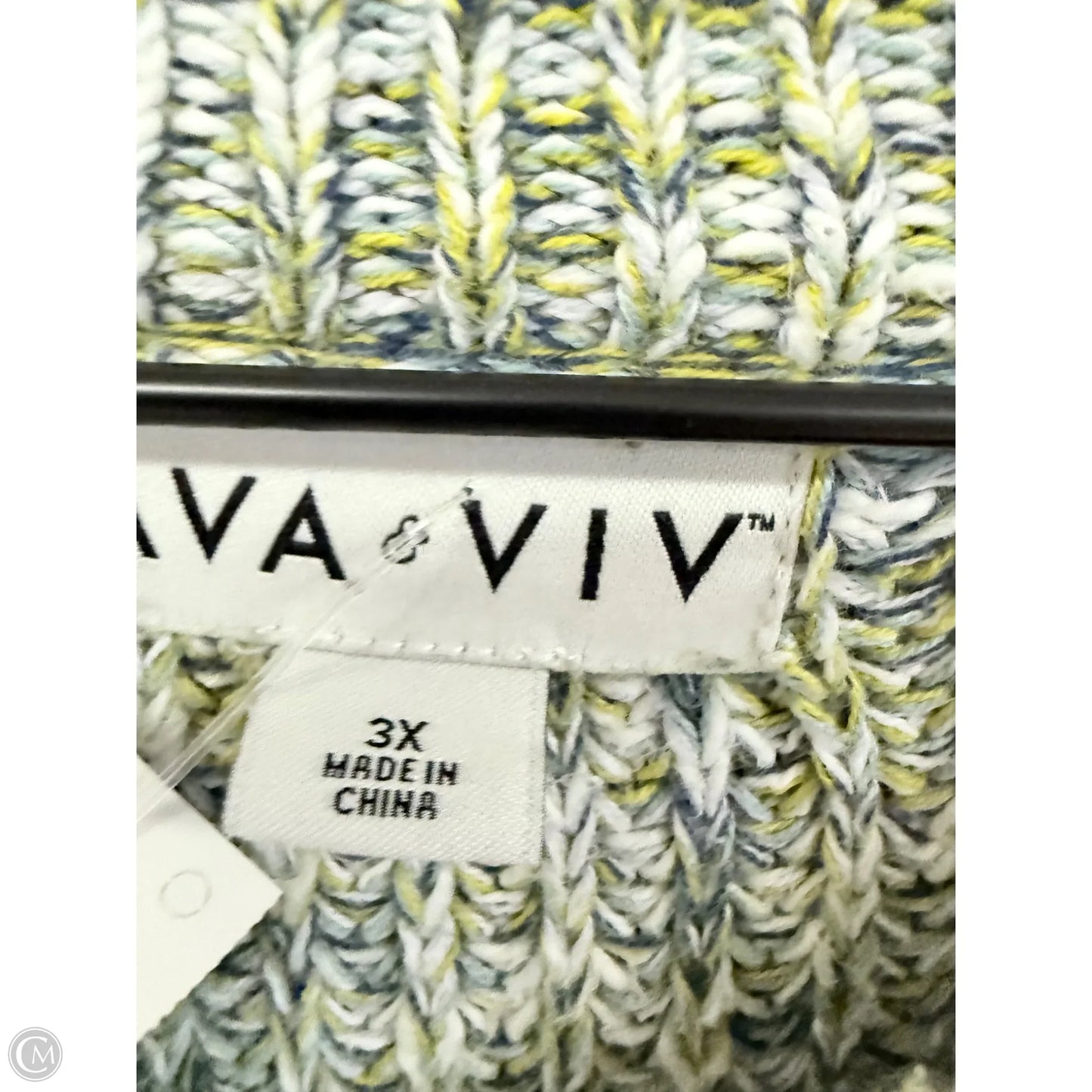Sweater By Ava & Viv In Grey & Yellow, Size: 3x