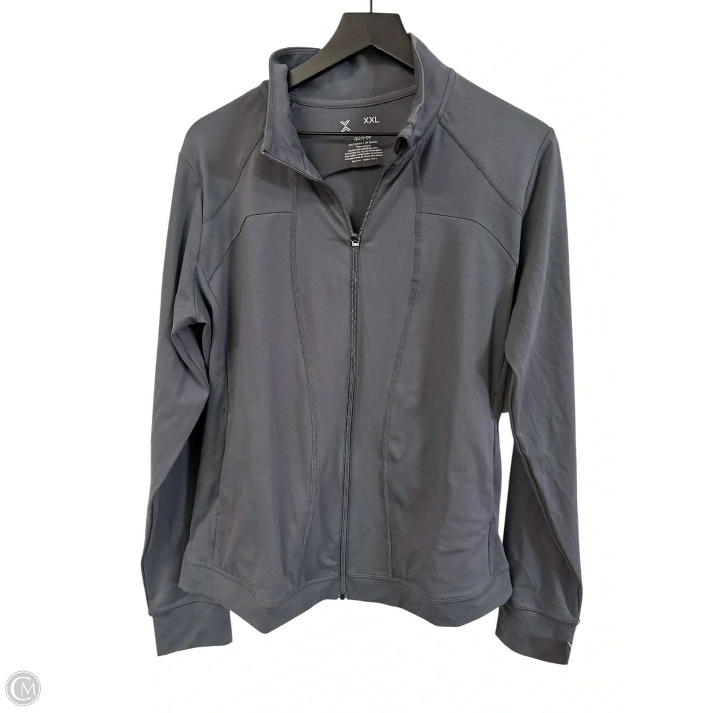 Athletic Top Long Sleeve Collar By Xersion In Grey, Size: Xxl