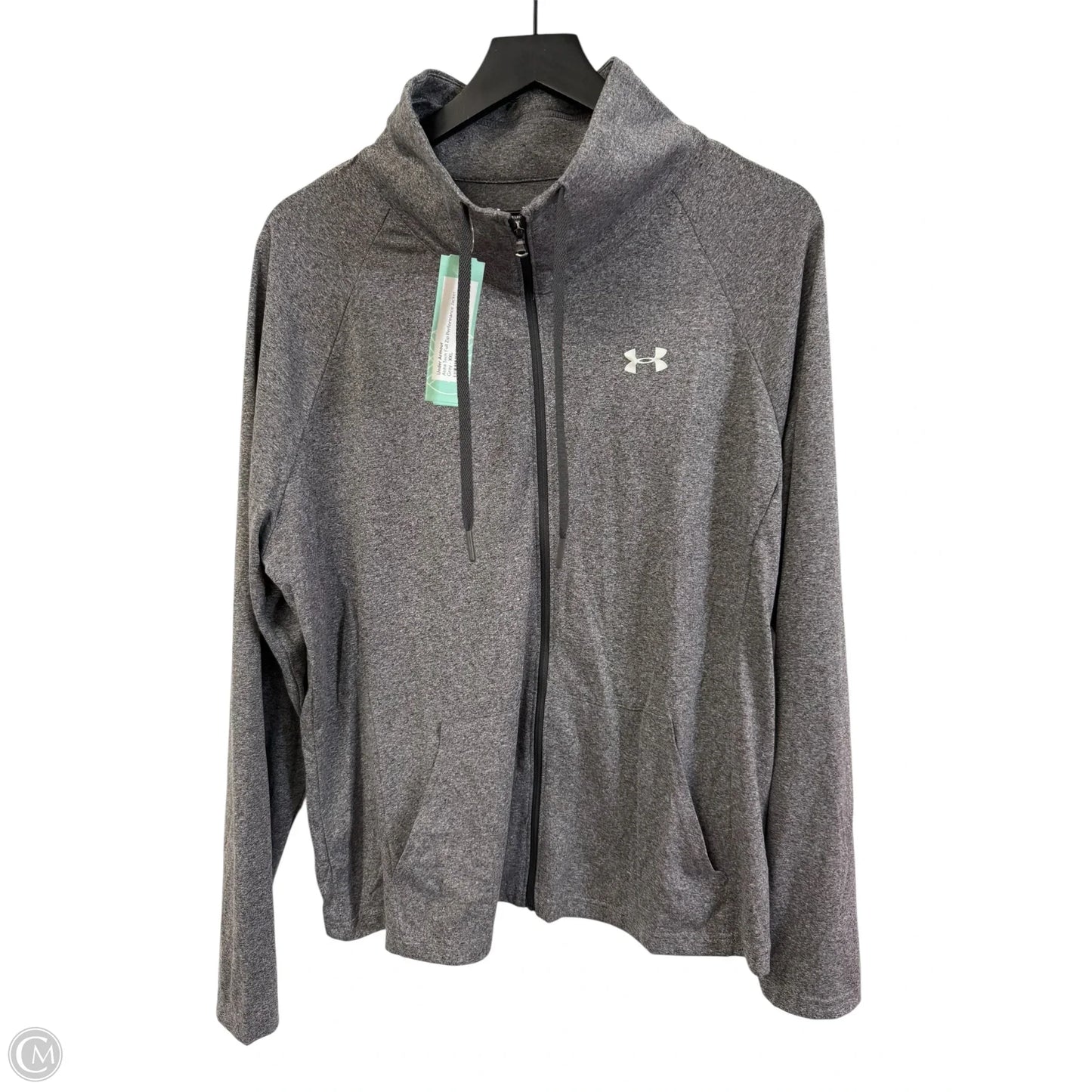 Athletic Top Long Sleeve Collar By Under Armour In Grey, Size: 2x