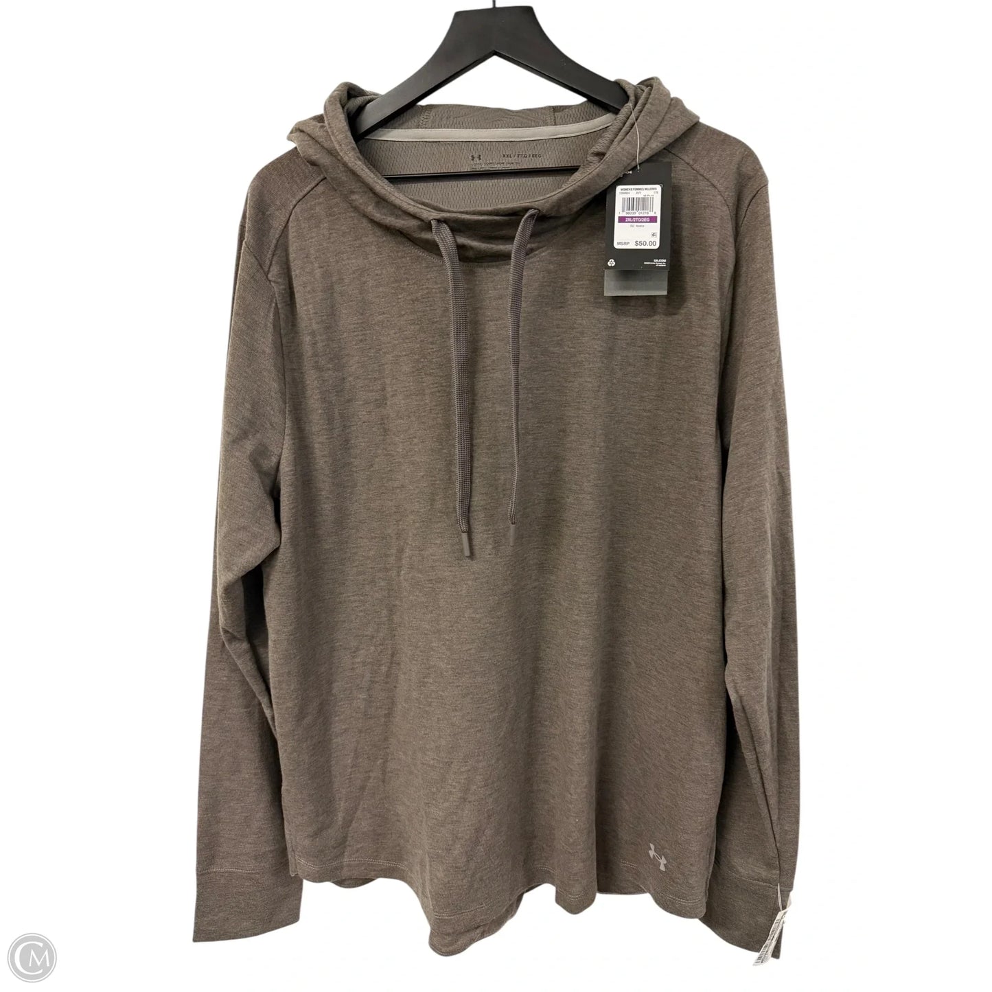 Athletic Top Long Sleeve Hoodie By Under Armour In Brown, Size: Xxl