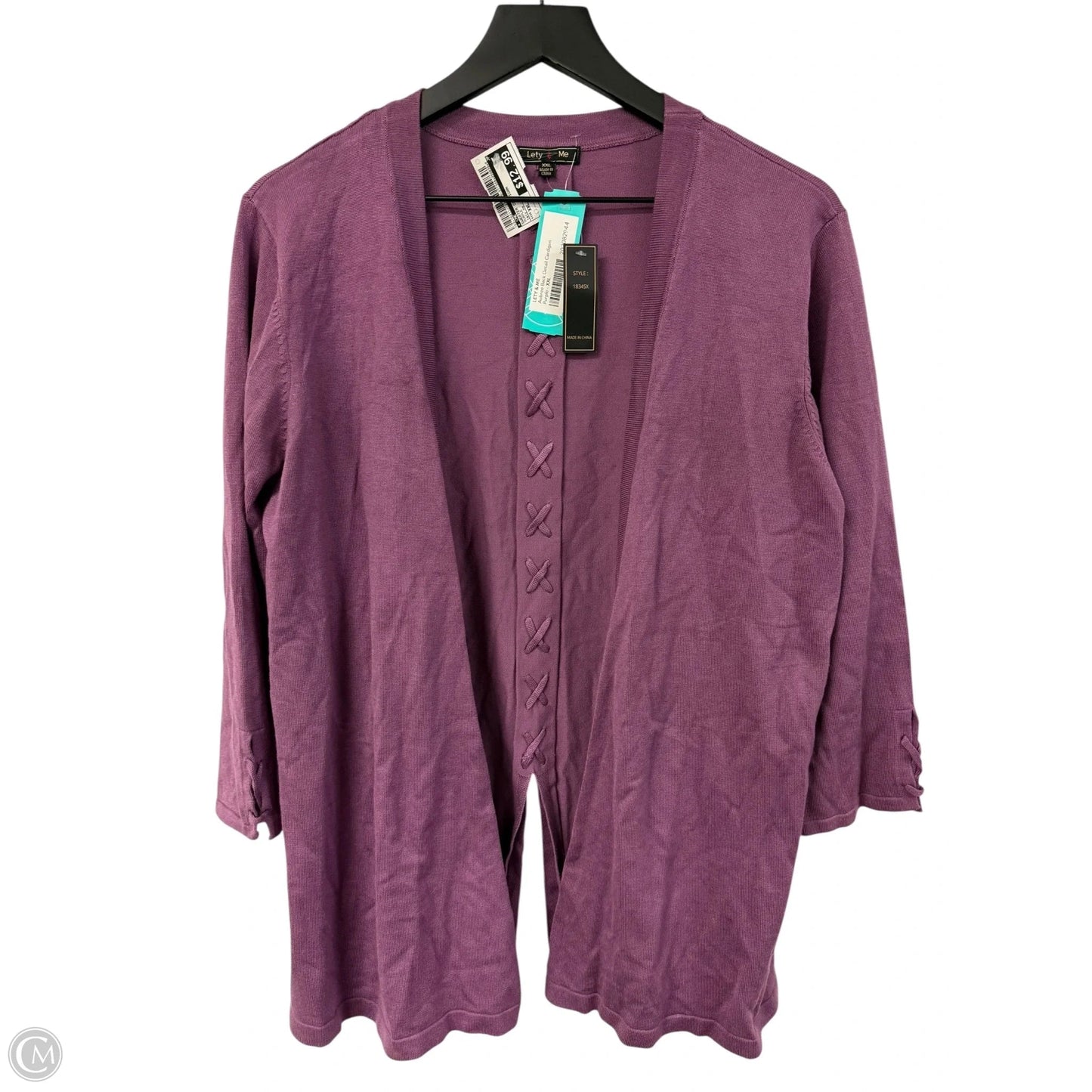 Sweater Cardigan By Cme In Purple, Size: Xxl