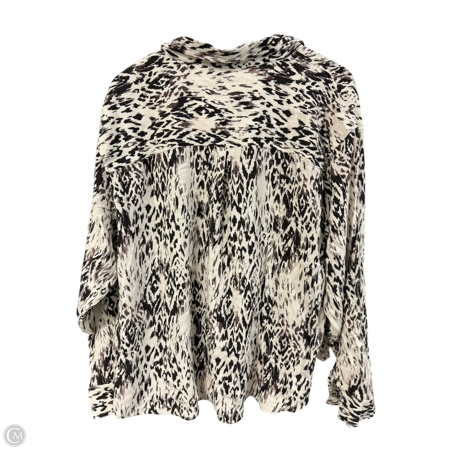 Blouse Long Sleeve By Maurices In Brown & Cream, Size: Xxl