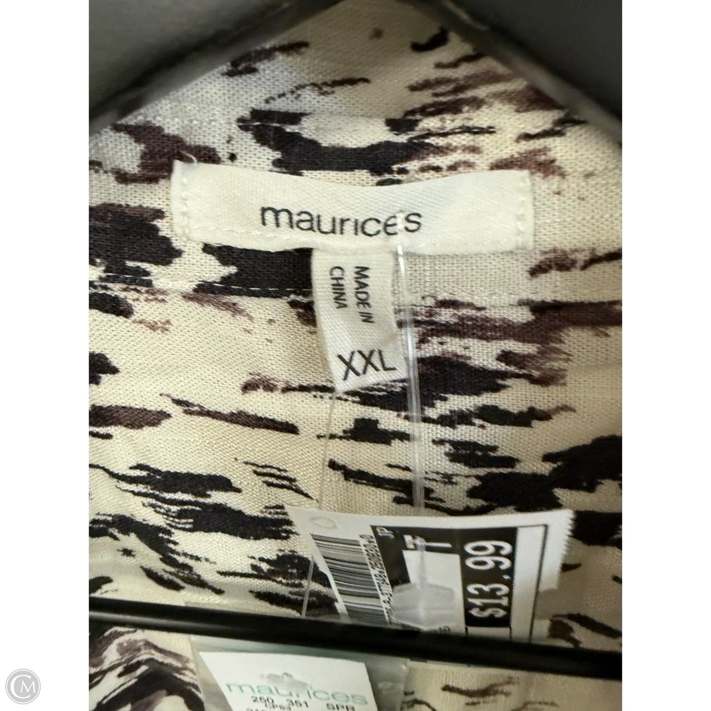 Blouse Long Sleeve By Maurices In Brown & Cream, Size: Xxl