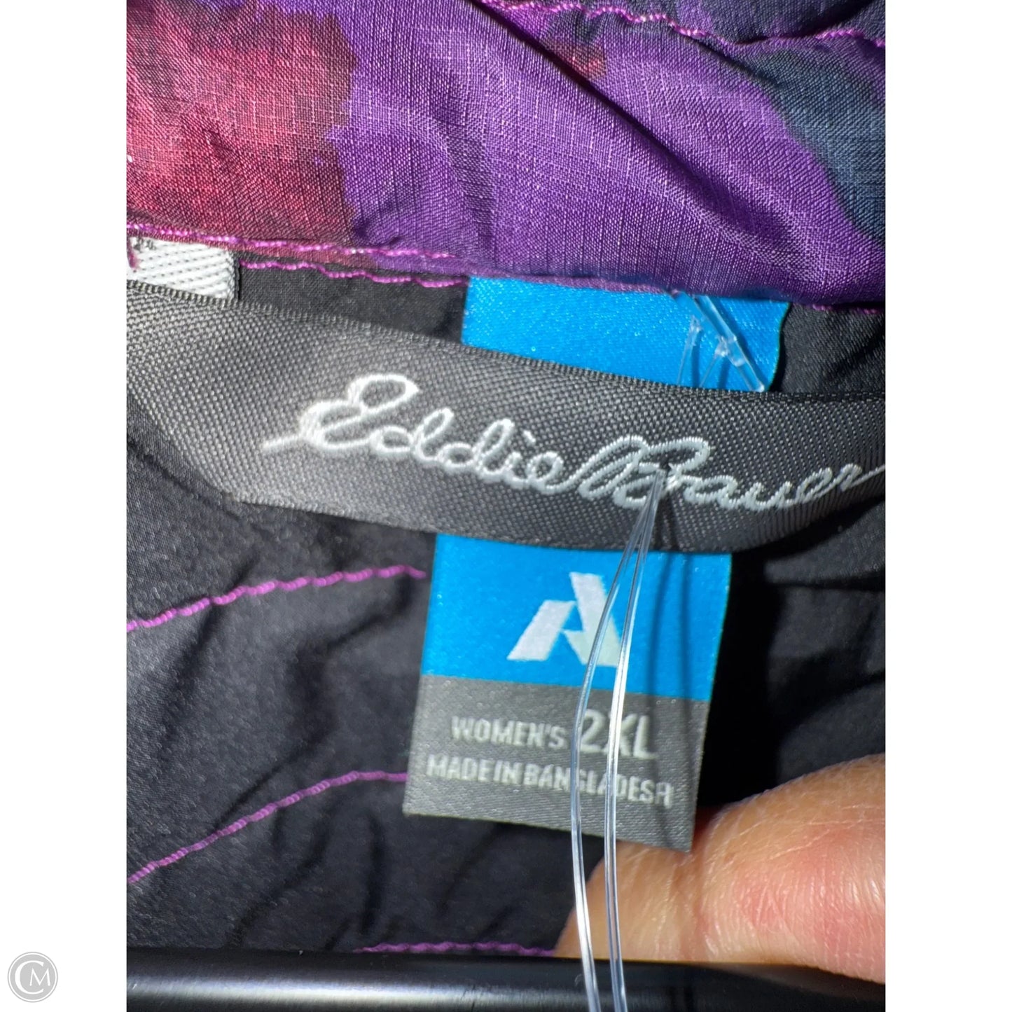 Vest Puffer & Quilted By Eddie Bauer In Black & Purple, Size: 2x