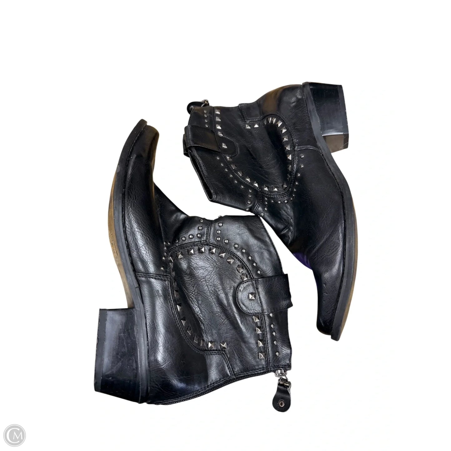 Boots Ankle Heels By Clothes Mentor In Black, Size: 8.5