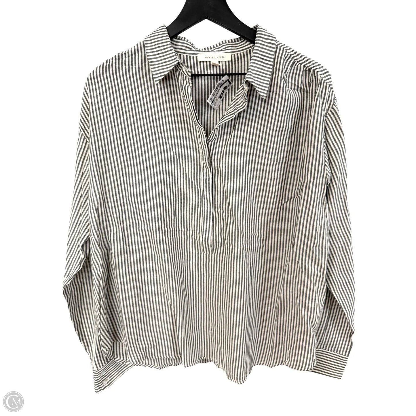 Blouse Long Sleeve By Clothes Mentor In Grey & White, Size: L
