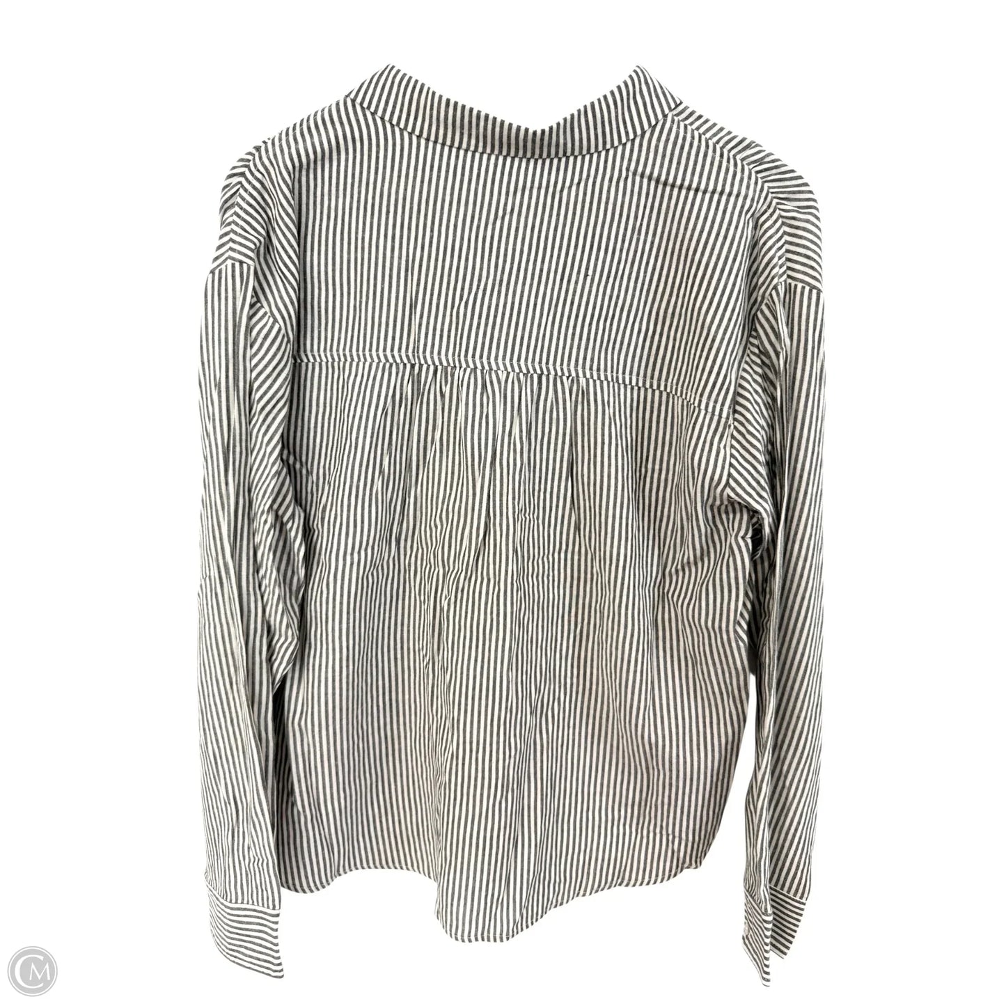 Blouse Long Sleeve By Clothes Mentor In Grey & White, Size: L