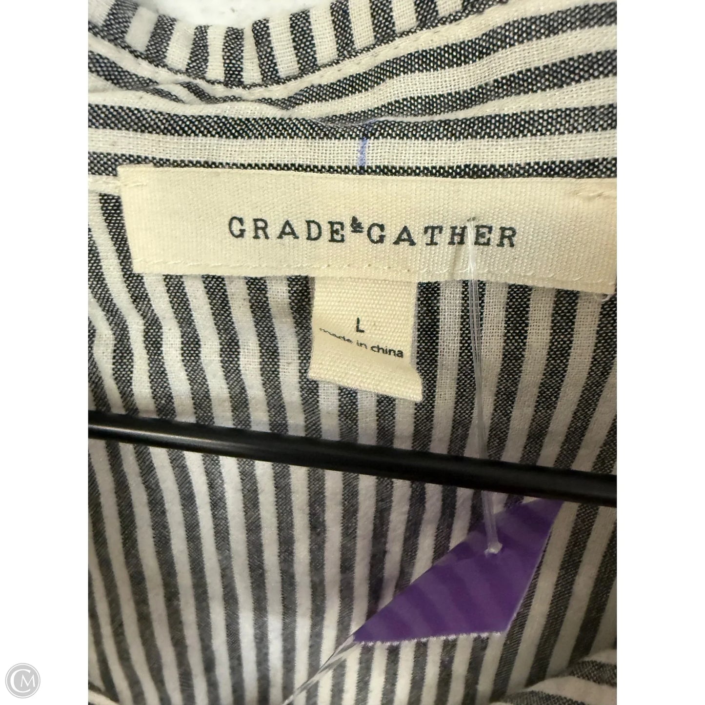 Blouse Long Sleeve By Clothes Mentor In Grey & White, Size: L