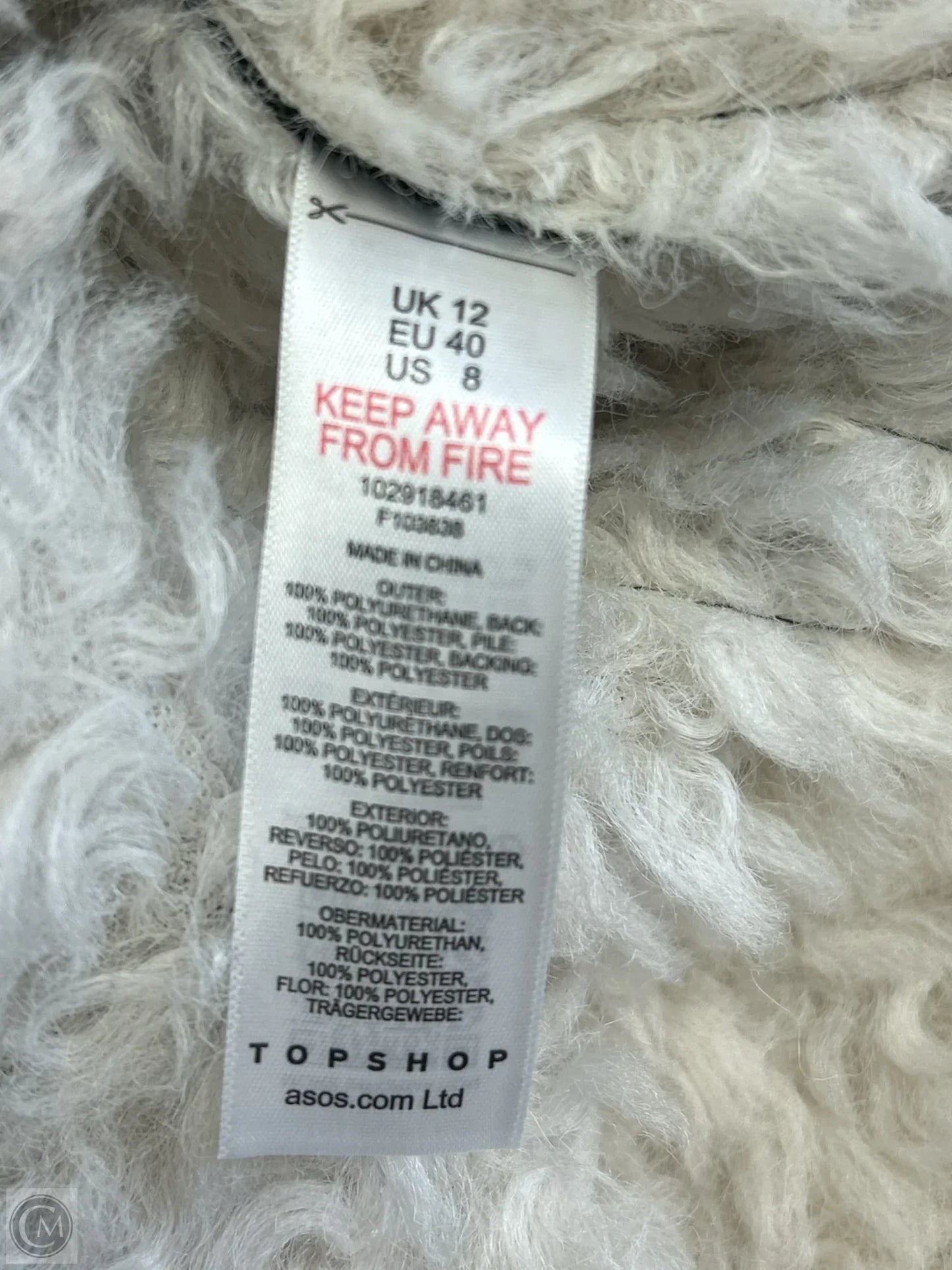 Coat Faux Fur & Sherpa By Top Shop Size: 8