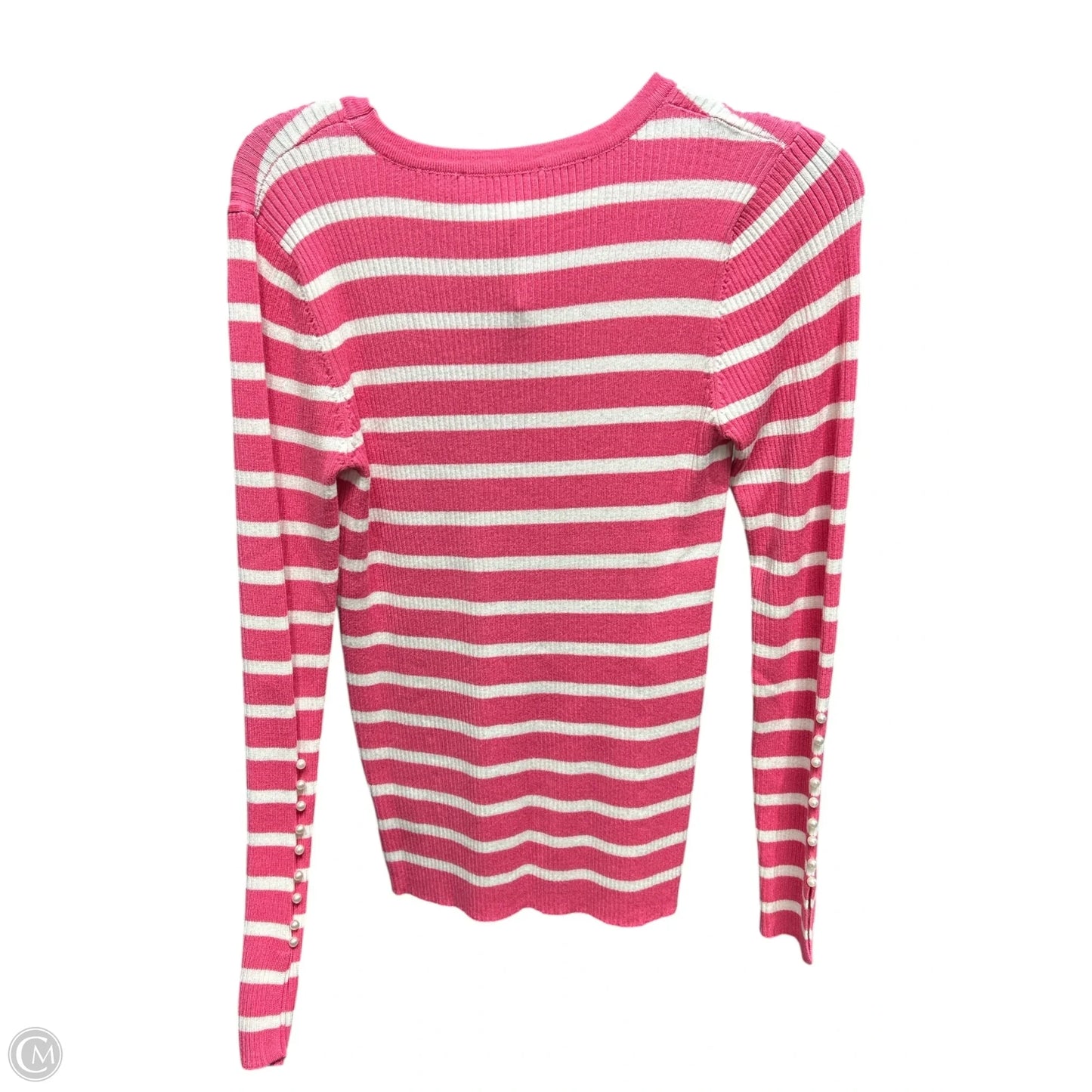 Top Long Sleeve By Clothes Mentor In Pink & White, Size: L