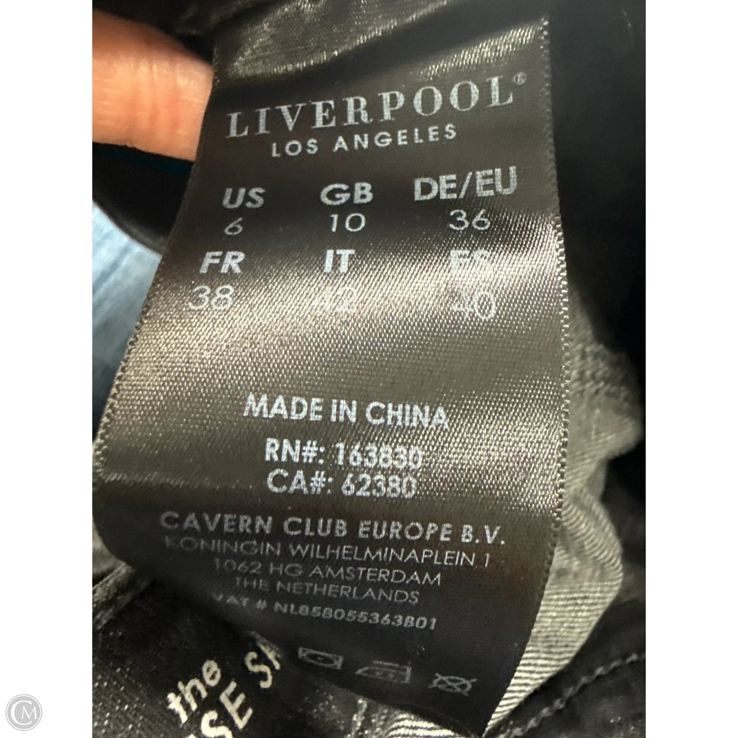 Jeans Skinny By Liverpool In Black Denim, Size: 6