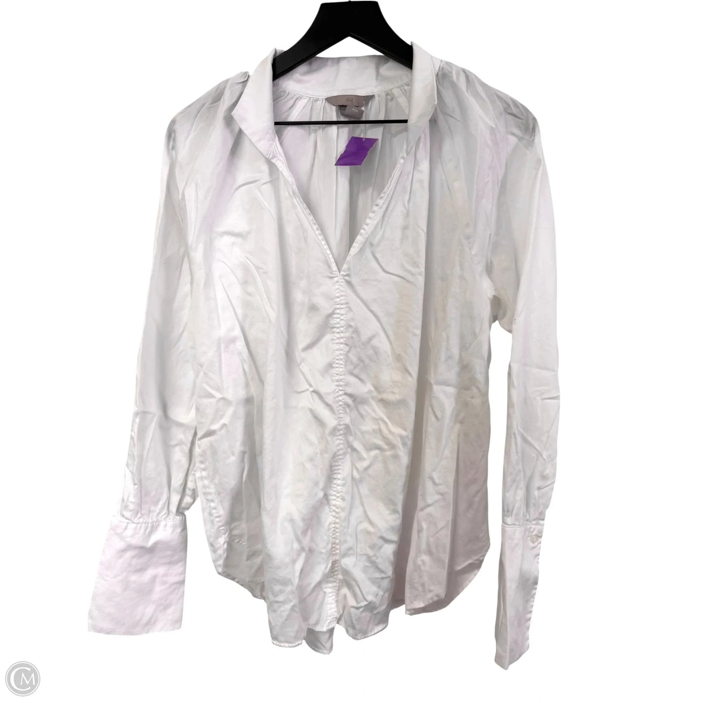 Top Long Sleeve By H&m In White, Size: L