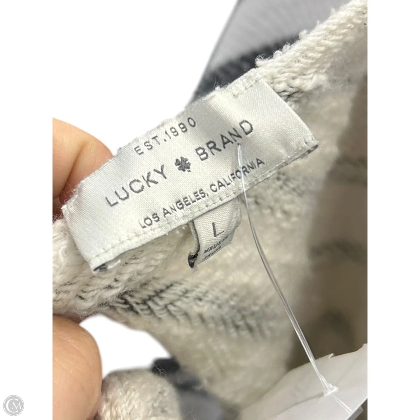 Top 3/4 Sleeve By Lucky Brand In Blue & Cream, Size: L