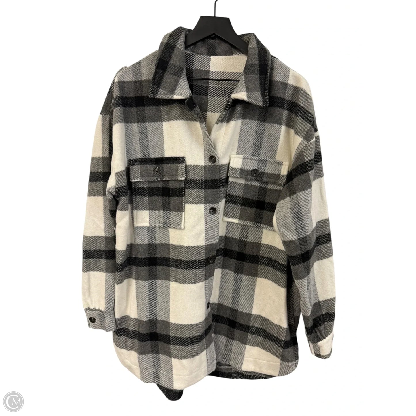 Jacket Shirt By Cmf In Grey & White, Size: Xl