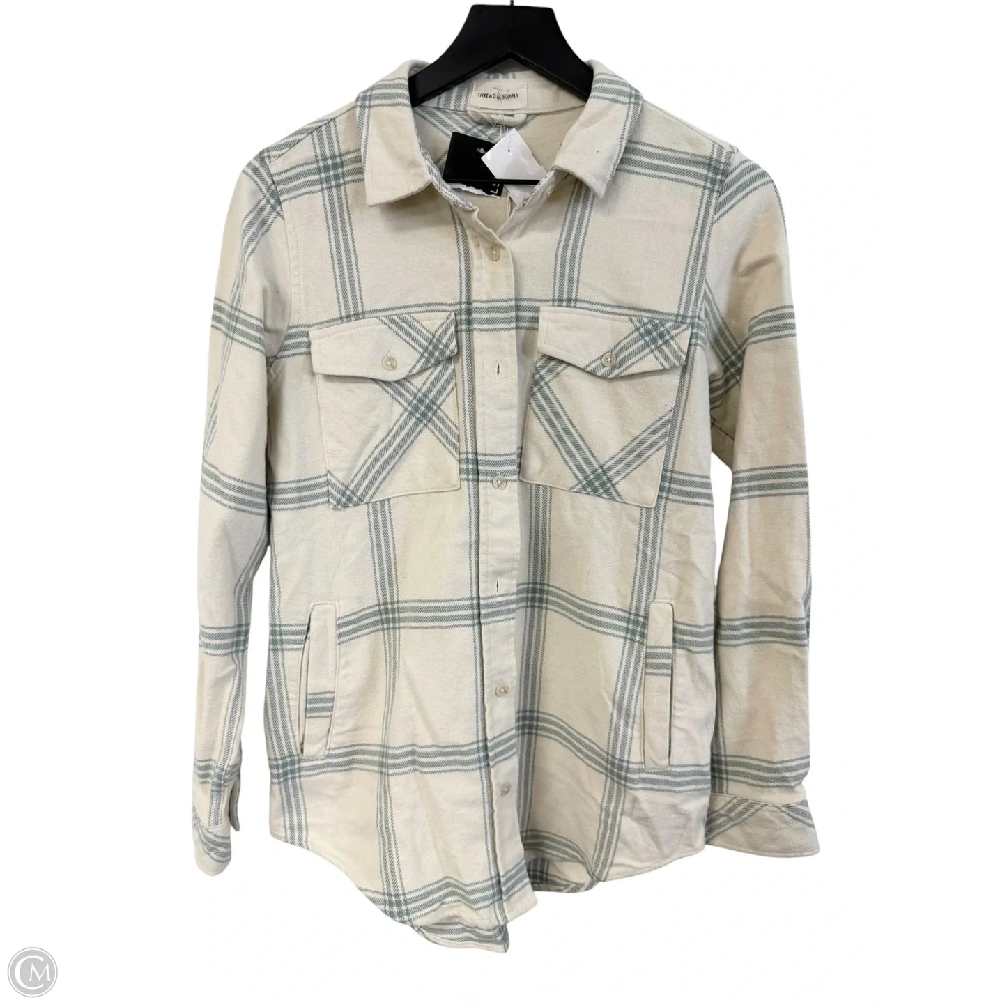 Jacket Shirt By Thread And Supply In Blue & Cream, Size: S
