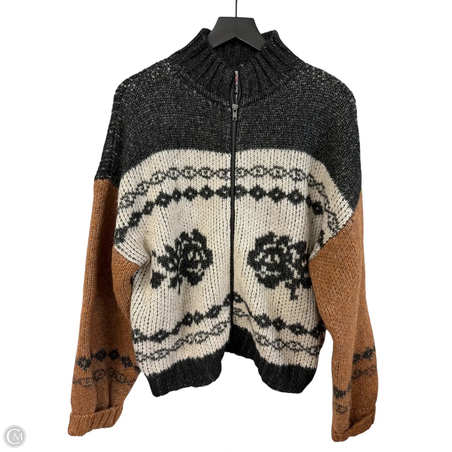 Sweater Cardigan By Cmb In Black & Cream, Size: S