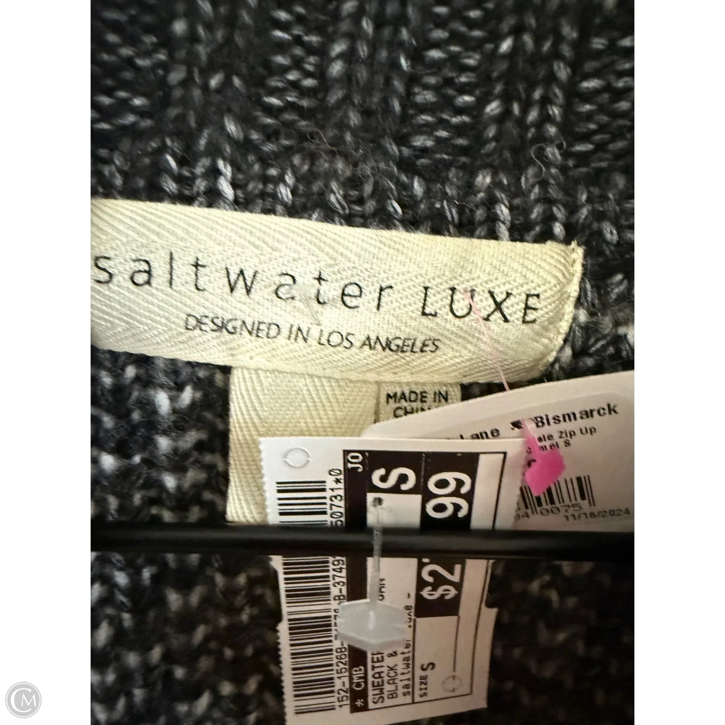Sweater Cardigan By Cmb In Black & Cream, Size: S