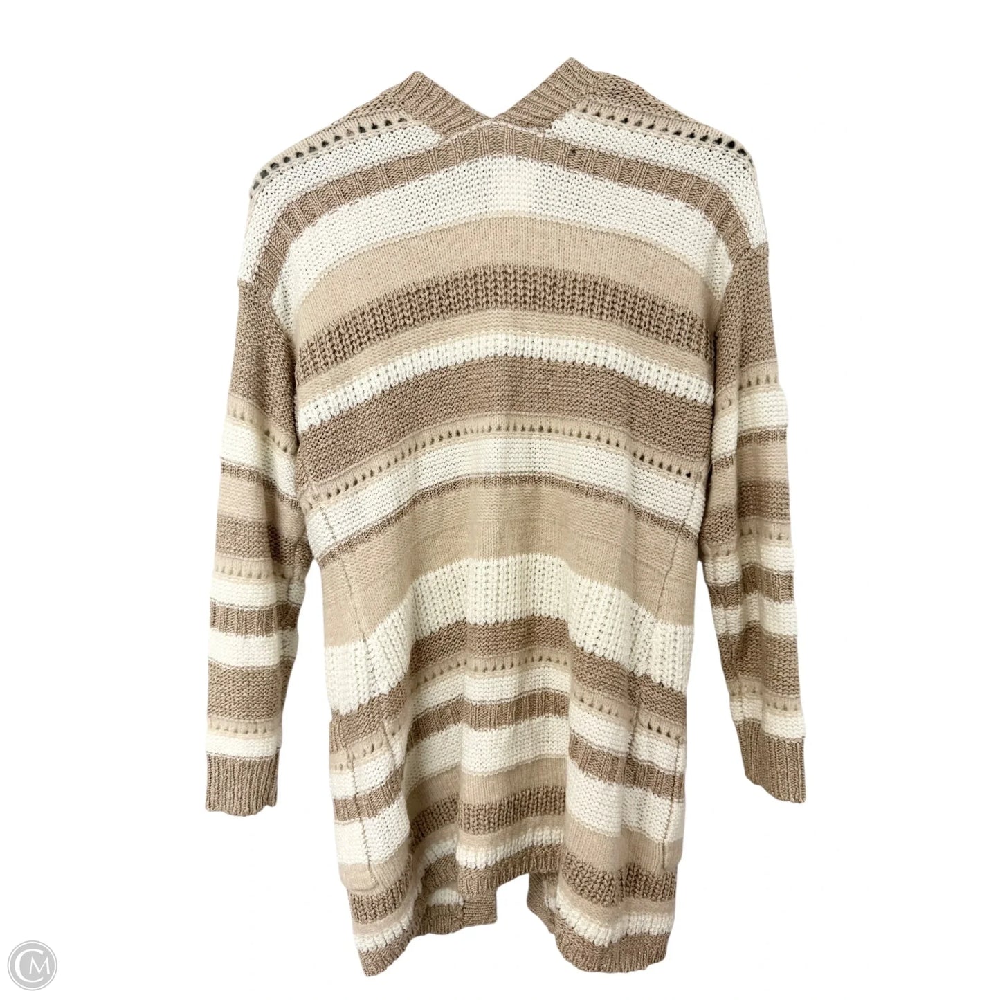 Sweater Cardigan By Wishlist In Brown & Cream, Size: S