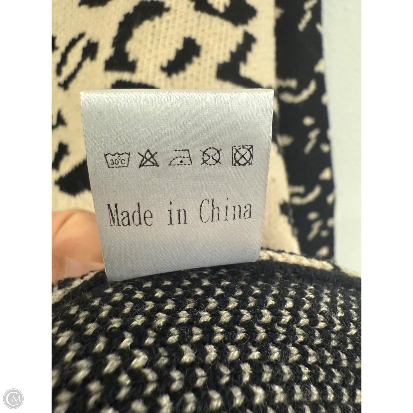 Sweater Cardigan By Cmf In Black & Tan, Size: S