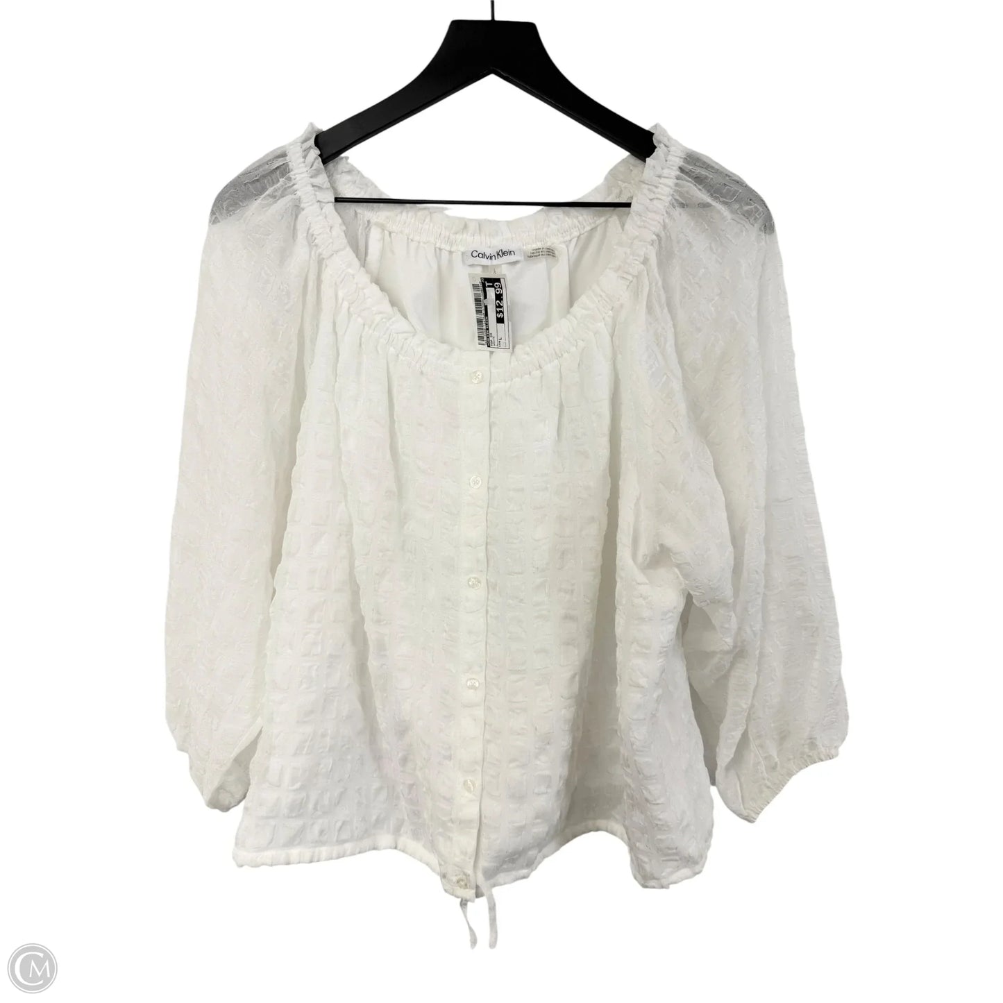 Top Short Sleeve By Calvin Klein In White, Size: L