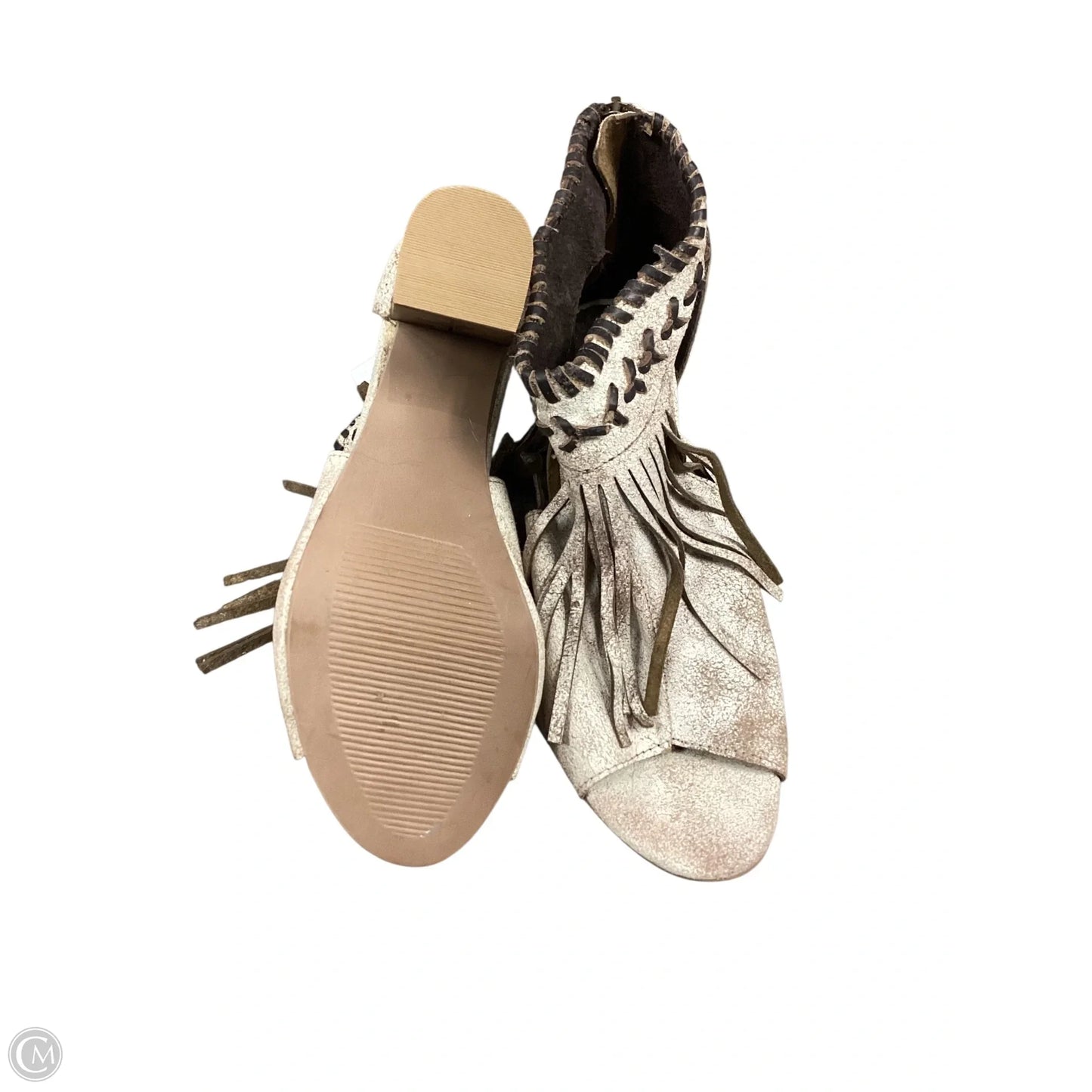 Sandals Heels Block By Roper In Brown & White, Size: 8.5