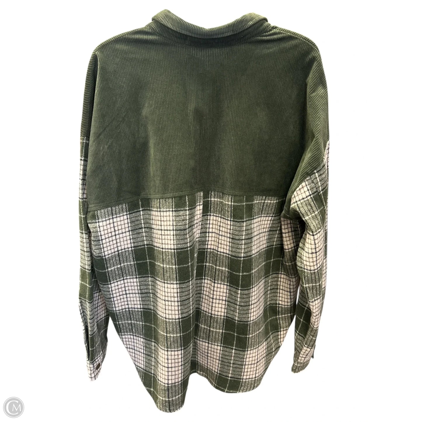 Jacket Shirt By Clothes Mentor In Cream & Green, Size: M