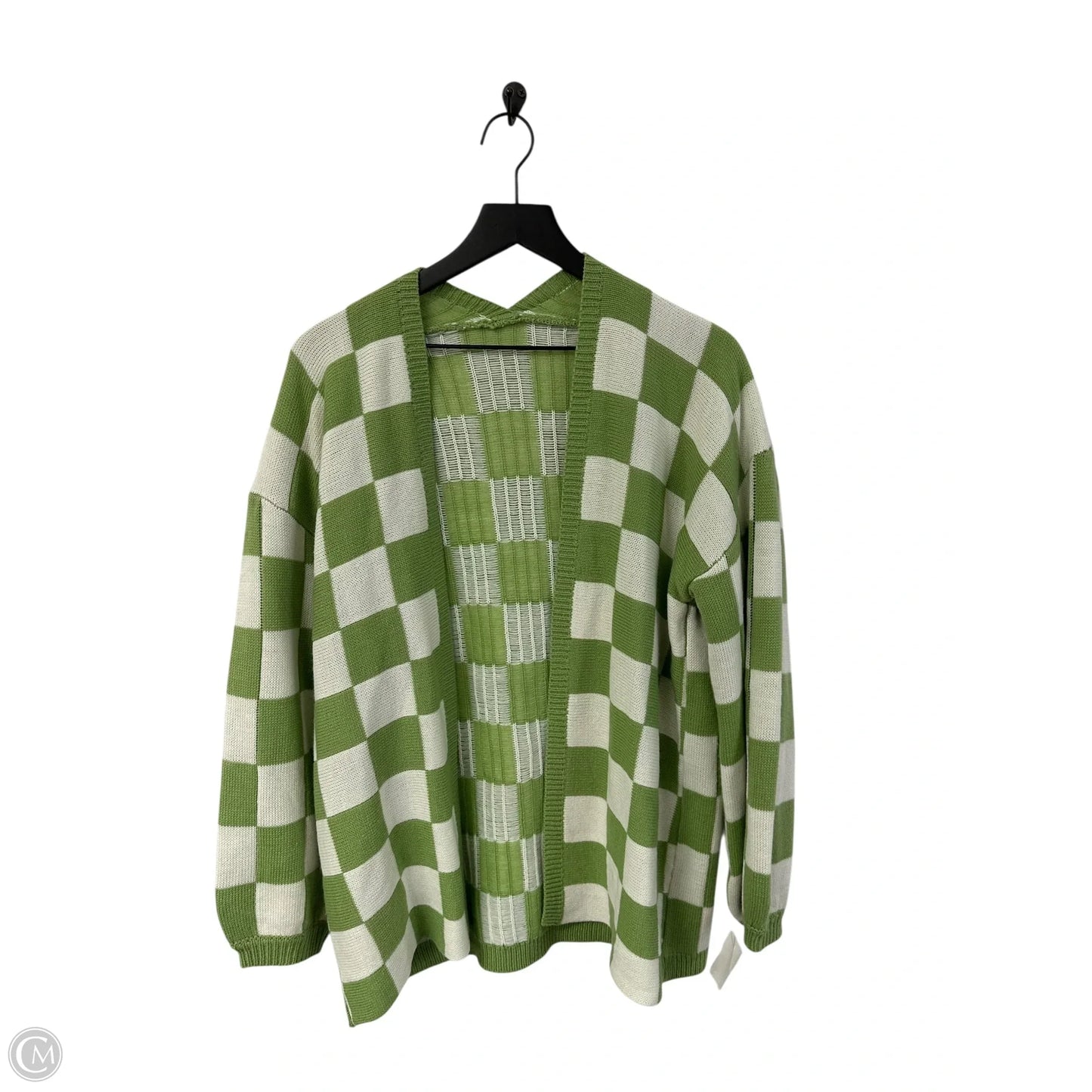 Sweater Cardigan By Shein In Green & White, Size: S