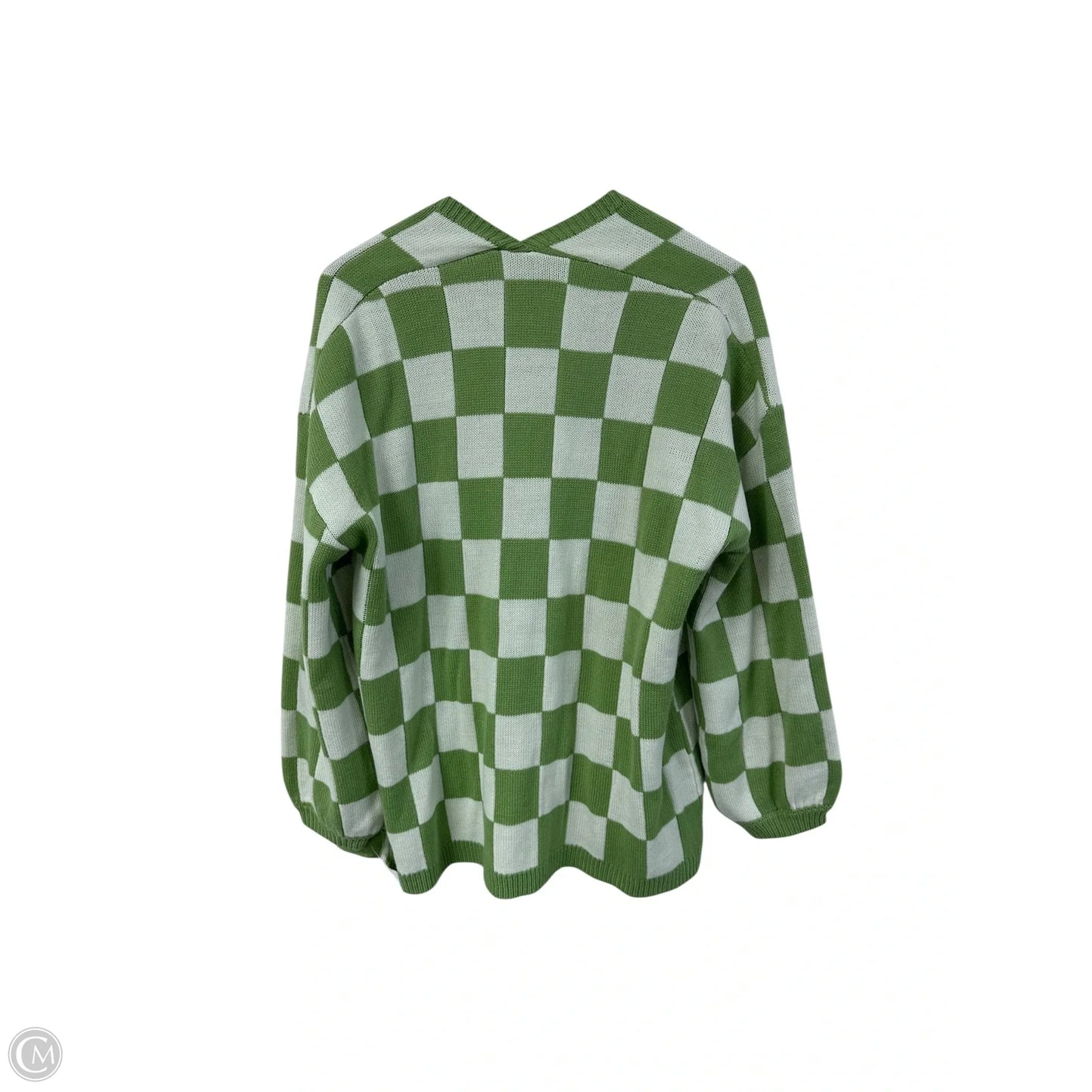 Sweater Cardigan By Shein In Green & White, Size: S