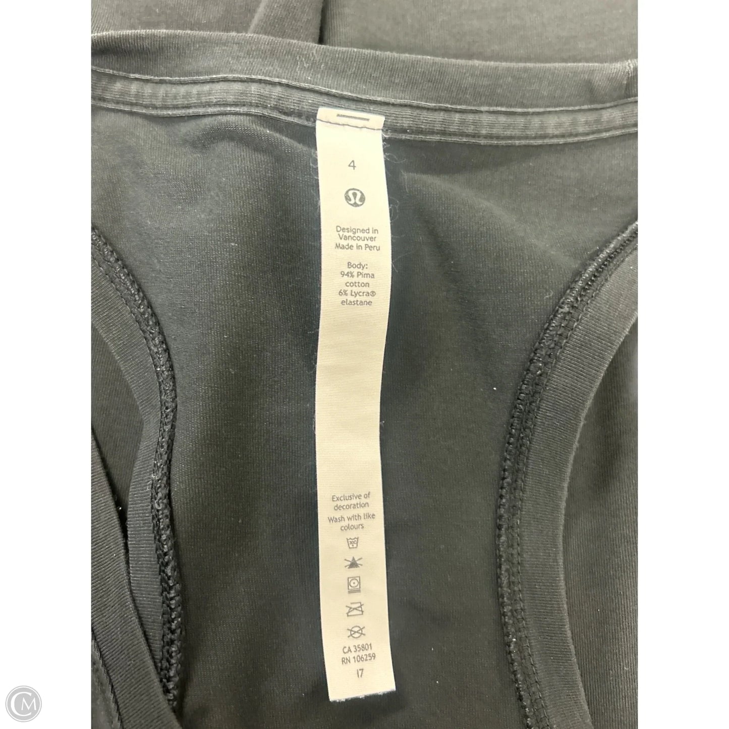 Athletic Tank Top By Lululemon In Black, Size: 4