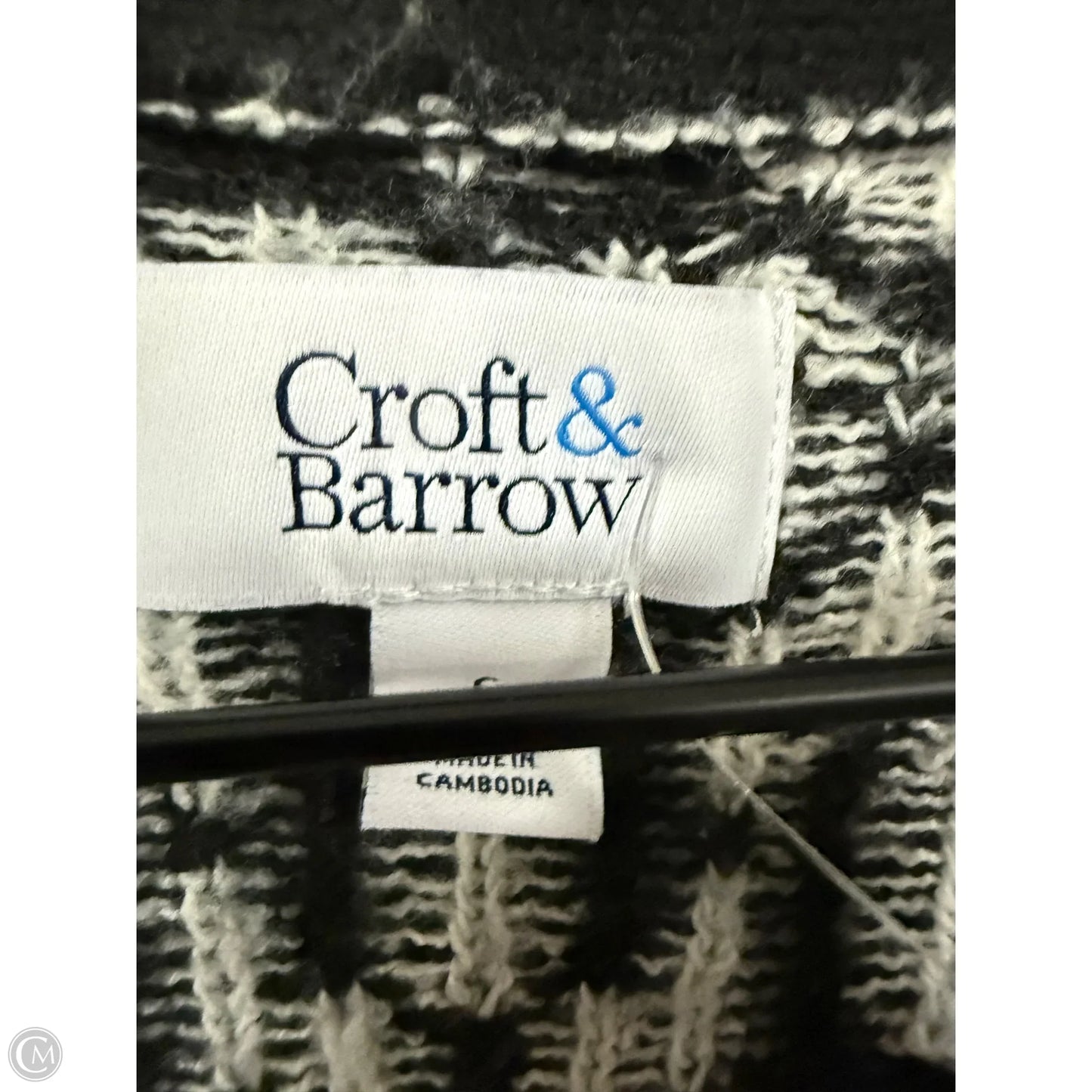 Sweater Cardigan By Croft And Barrow In Black & White, Size: S