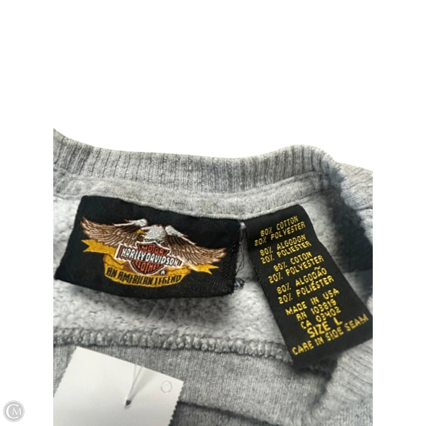 Sweatshirt Crewneck By Harley Davidson In Grey, Size: L