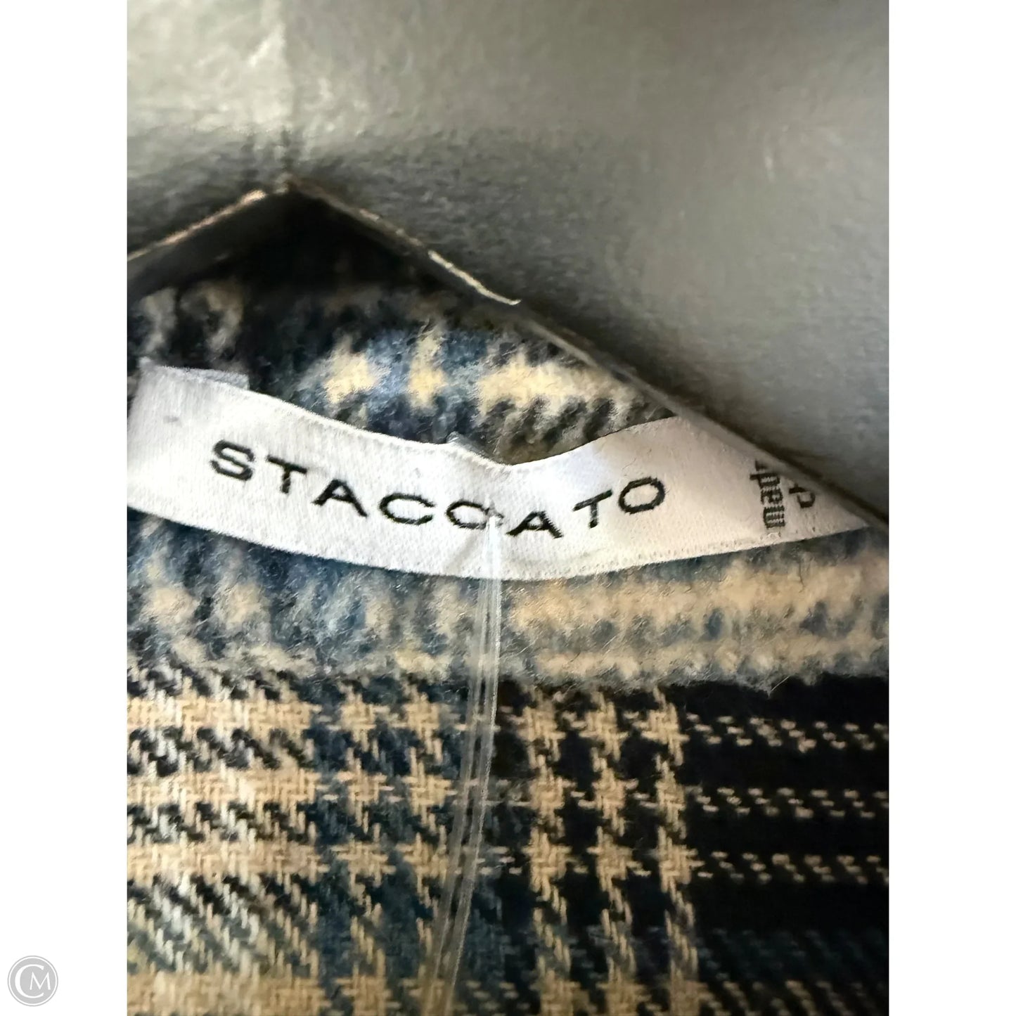 Jacket Shirt By Staccato In Blue & Cream, Size: S