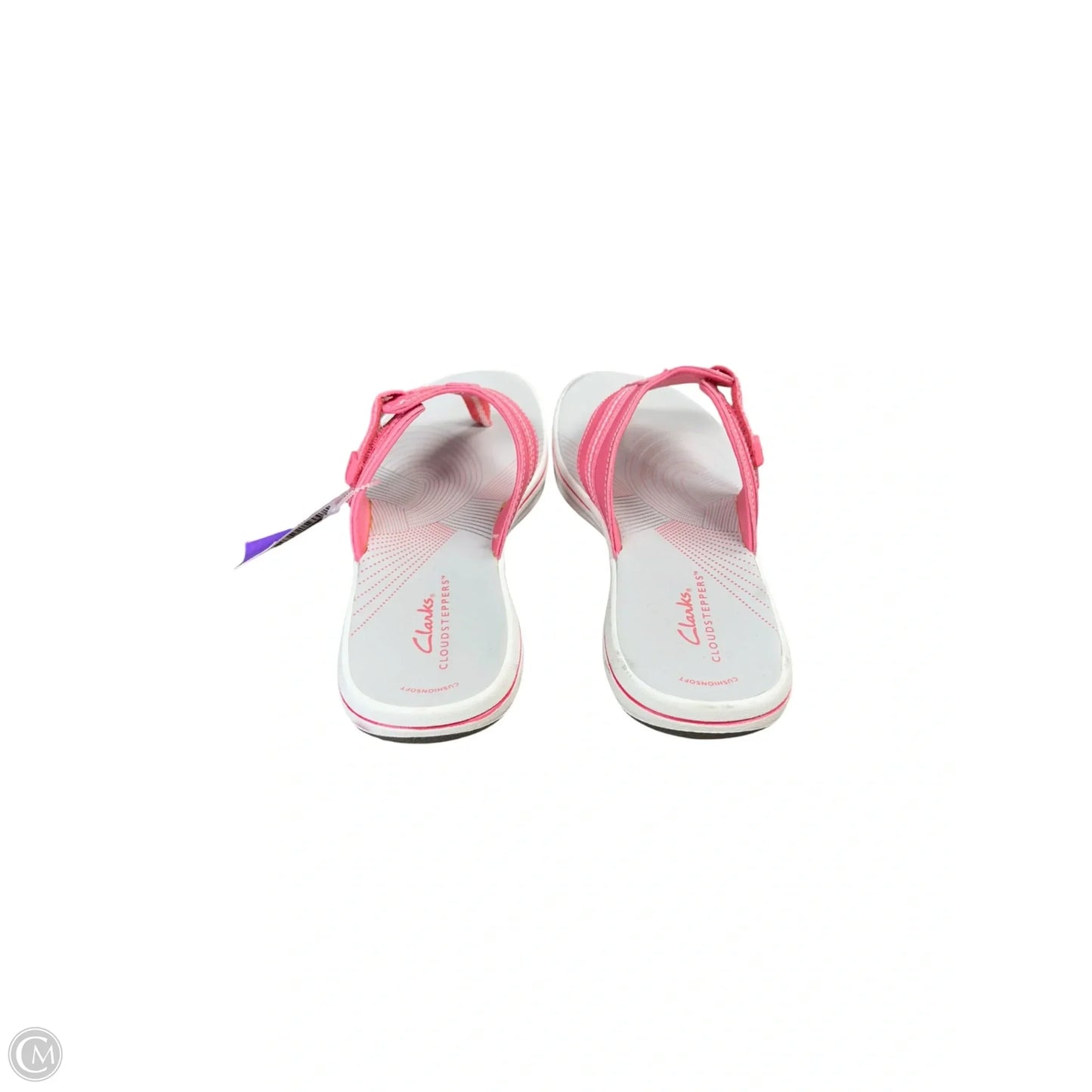 Sandals Flip Flops By Clarks In Pink & White, Size: 7