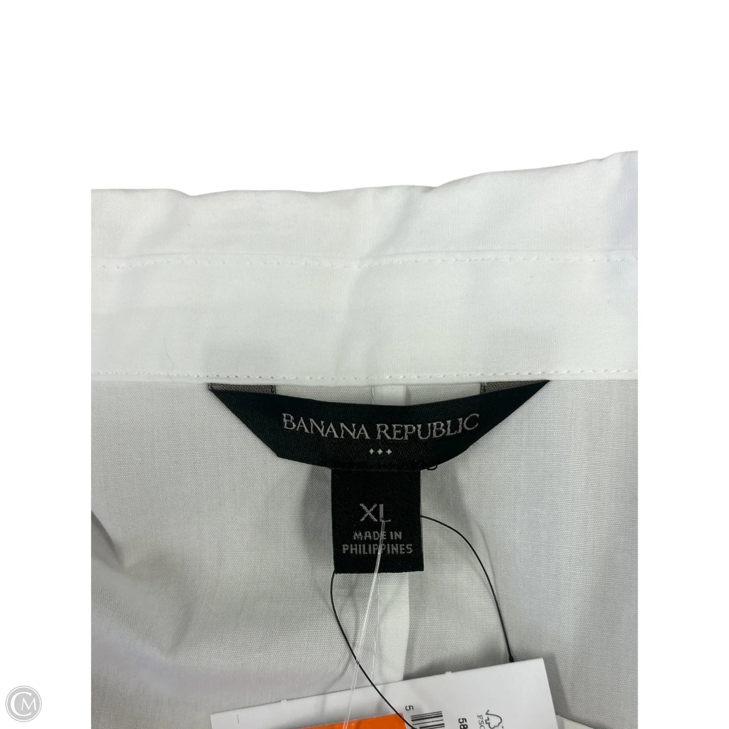 Blouse Short Sleeve By Banana Republic In White, Size: Xl