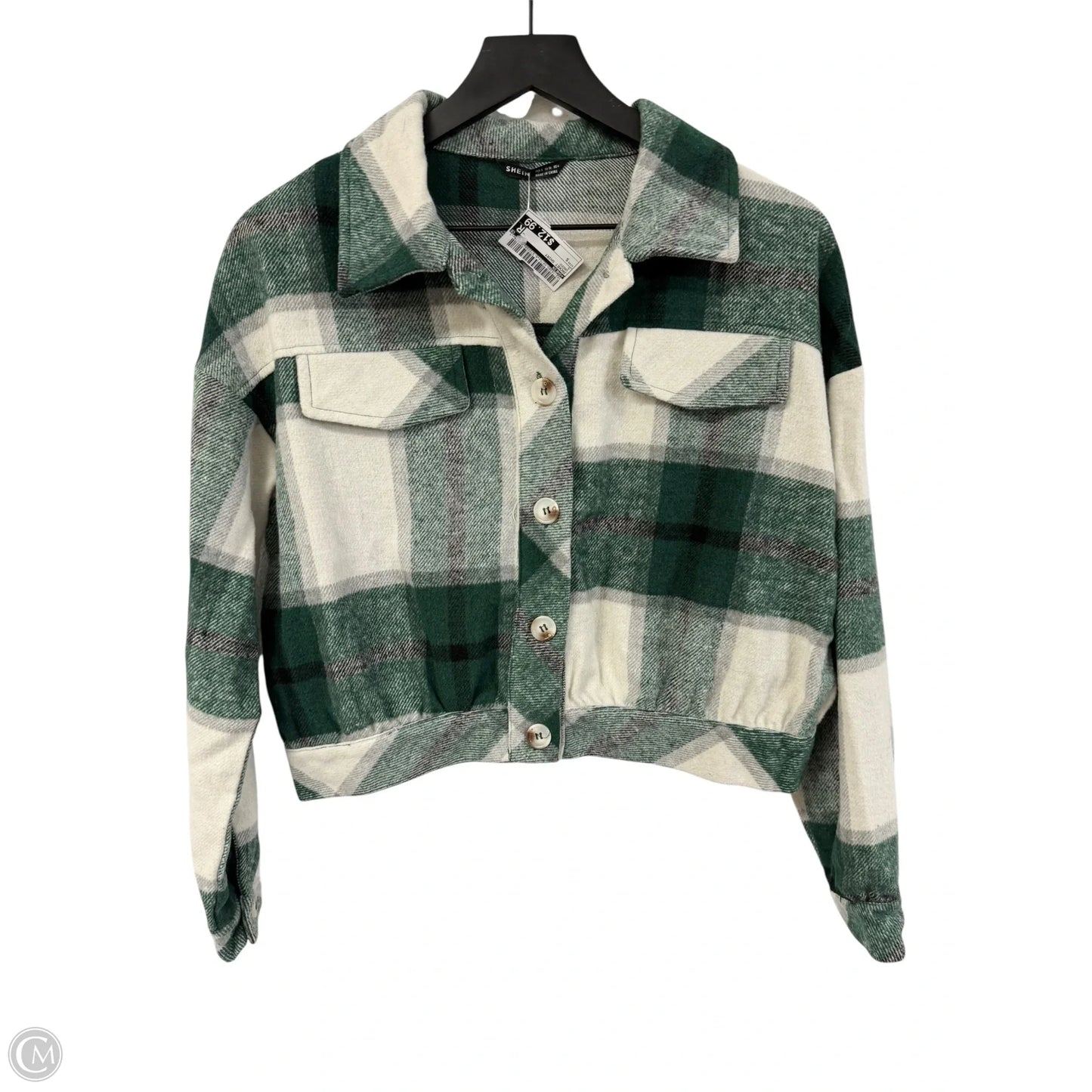 Jacket Shirt By Shein In Green, Size: S