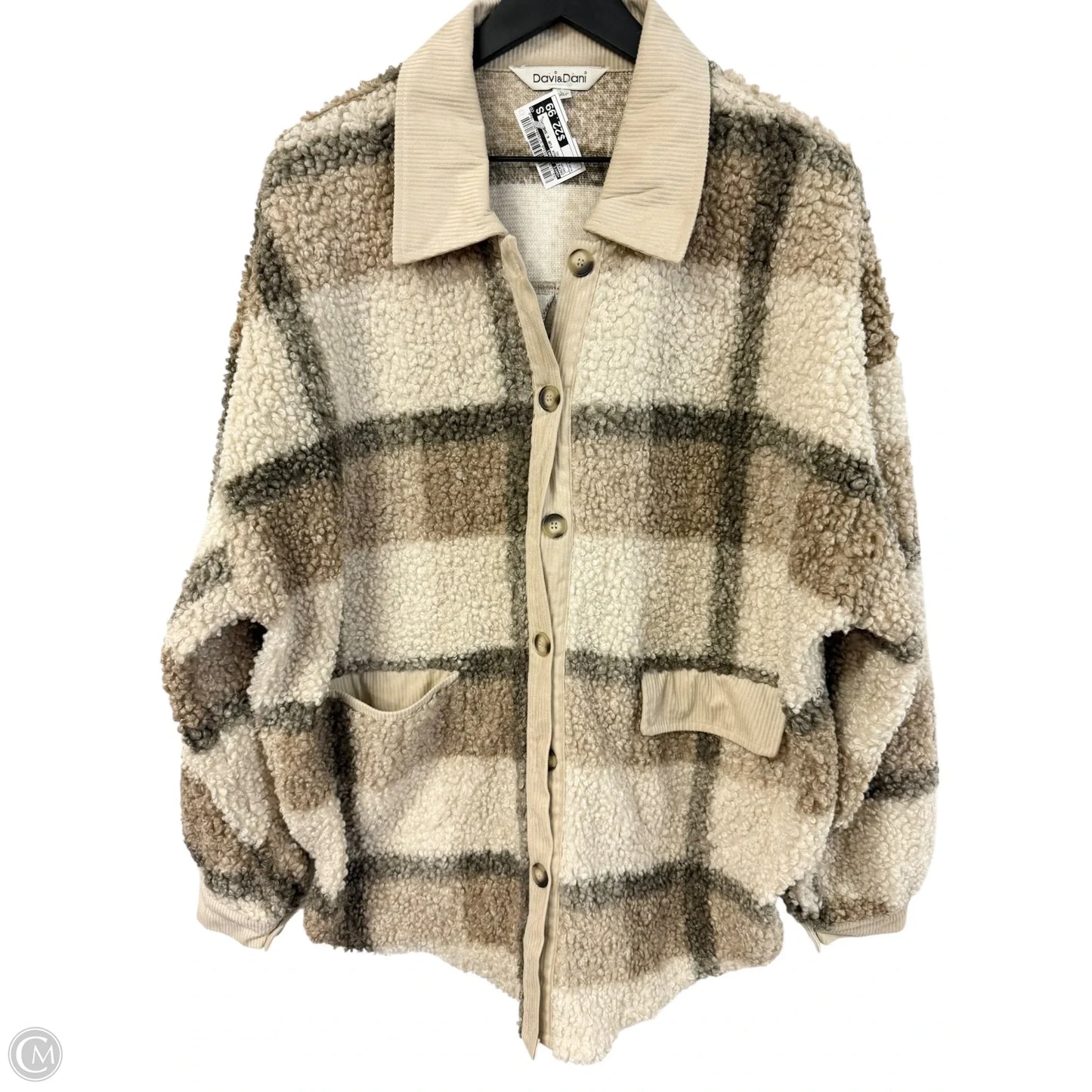 Jacket Faux Fur & Sherpa By Davi & Dani In Cream & Tan, Size: L