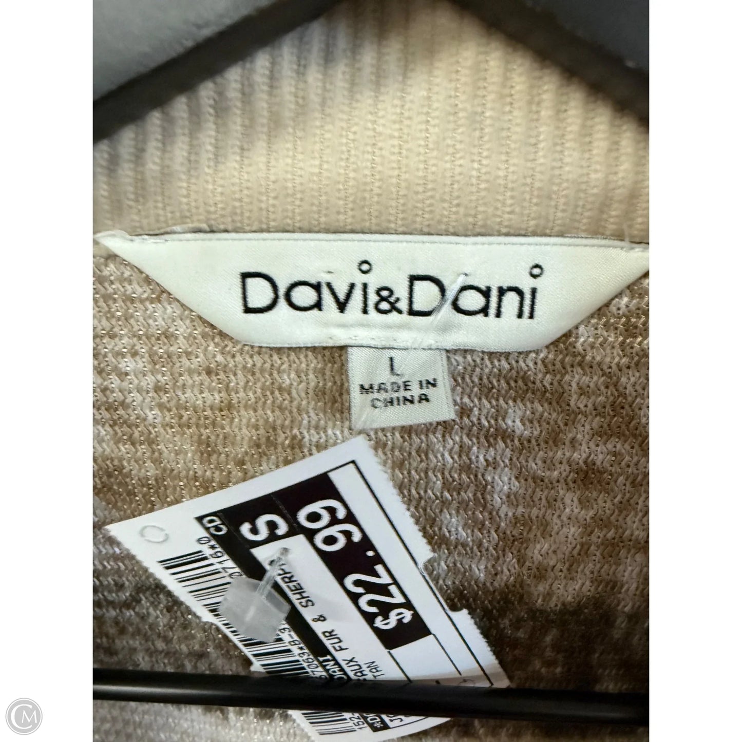 Jacket Faux Fur & Sherpa By Davi & Dani In Cream & Tan, Size: L