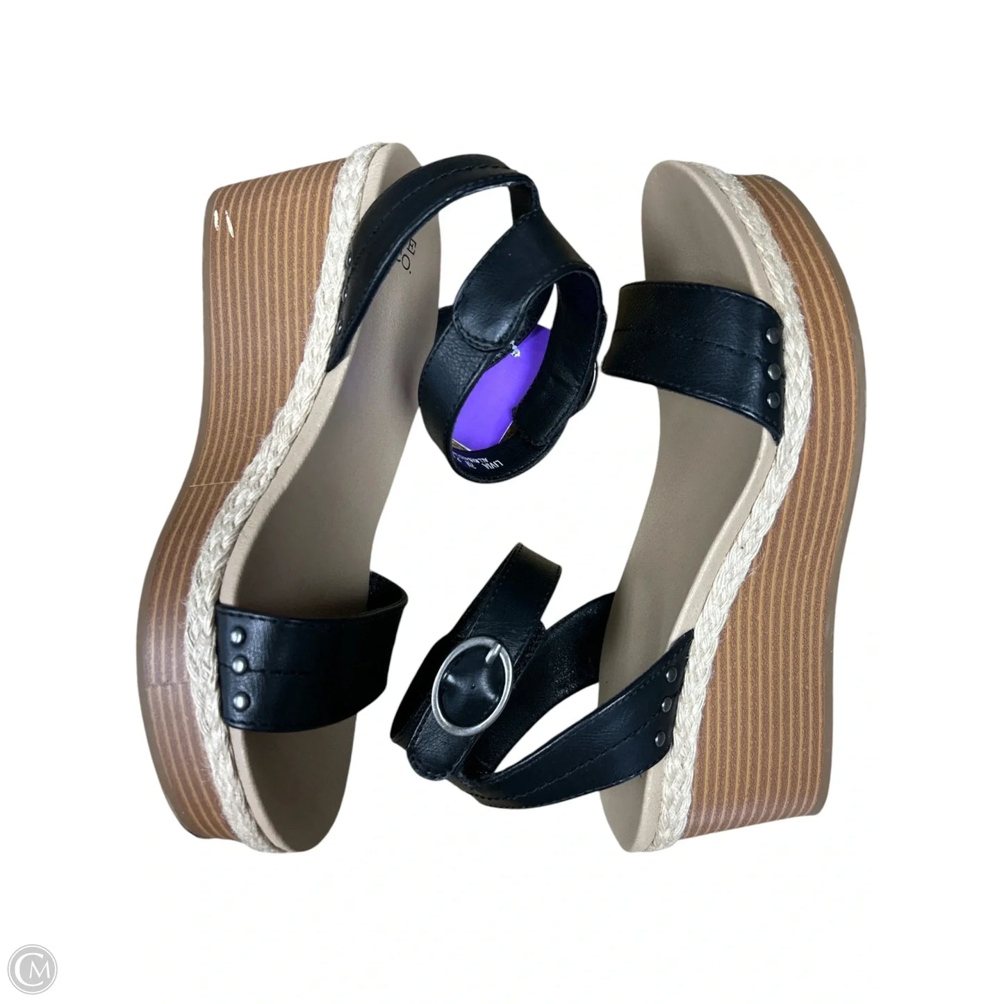 Sandals Heels Wedge By Frye And Co In Black, Size: 7