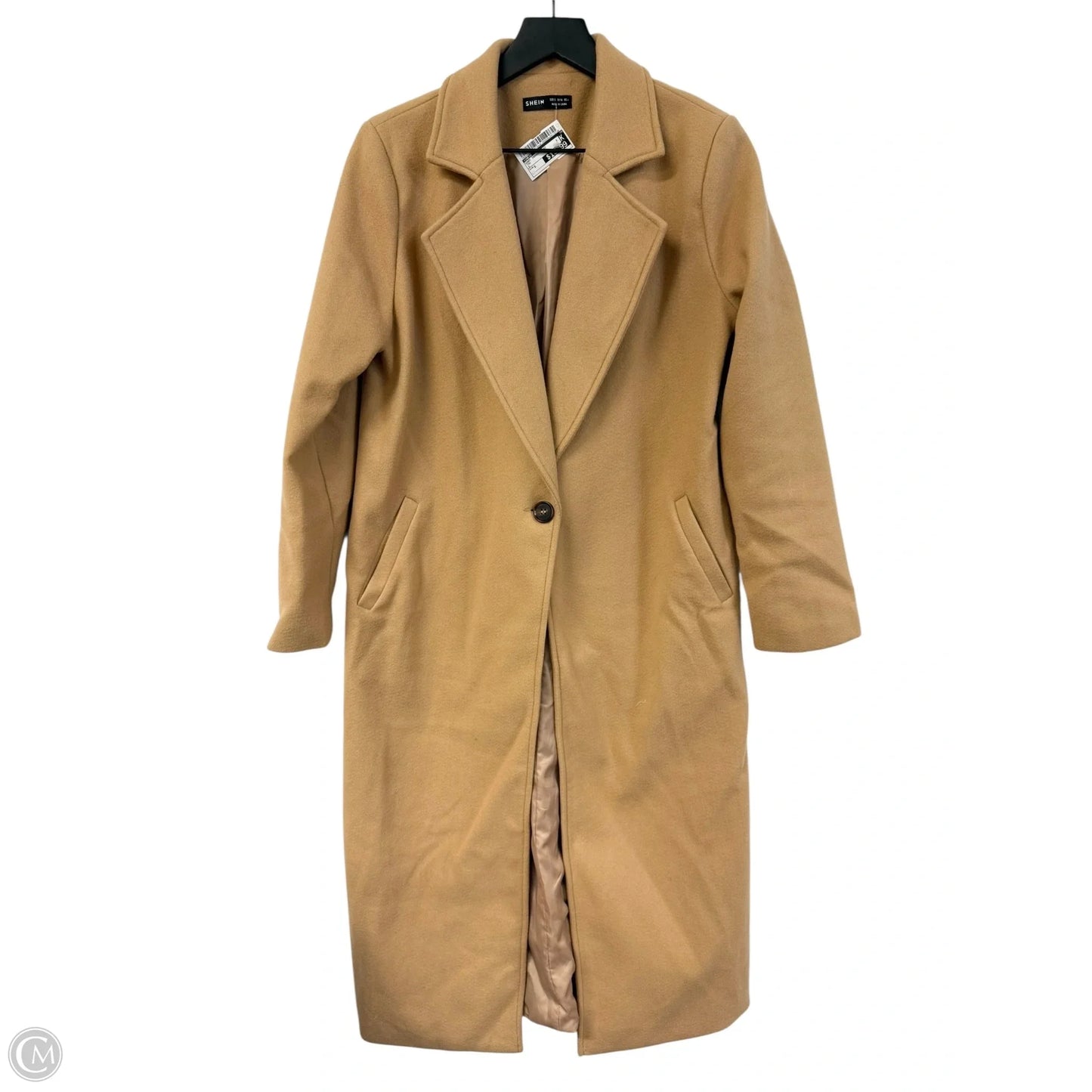 Coat Trench Coat By Shein In Tan, Size: S
