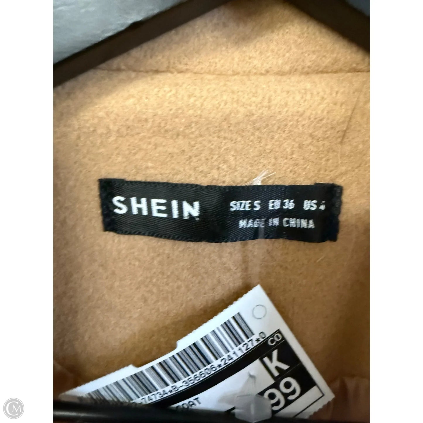 Coat Trench Coat By Shein In Tan, Size: S