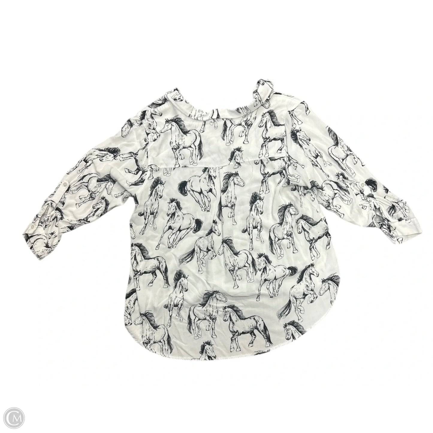 Blouse Long Sleeve By Jane And Delancey In Black & White, Size: 1x