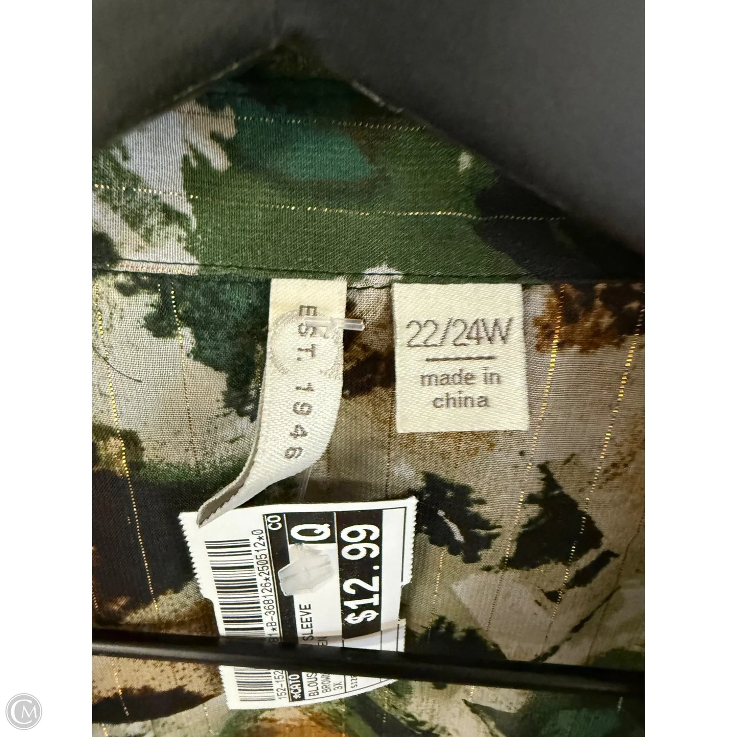Blouse 3/4 Sleeve By Cato In Brown & Green, Size: 3x