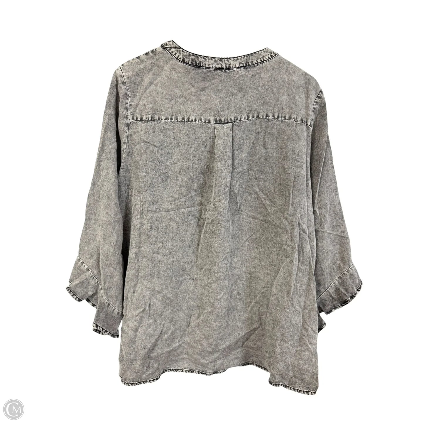 Blouse 3/4 Sleeve By Doe & Rae In Grey, Size: 3x