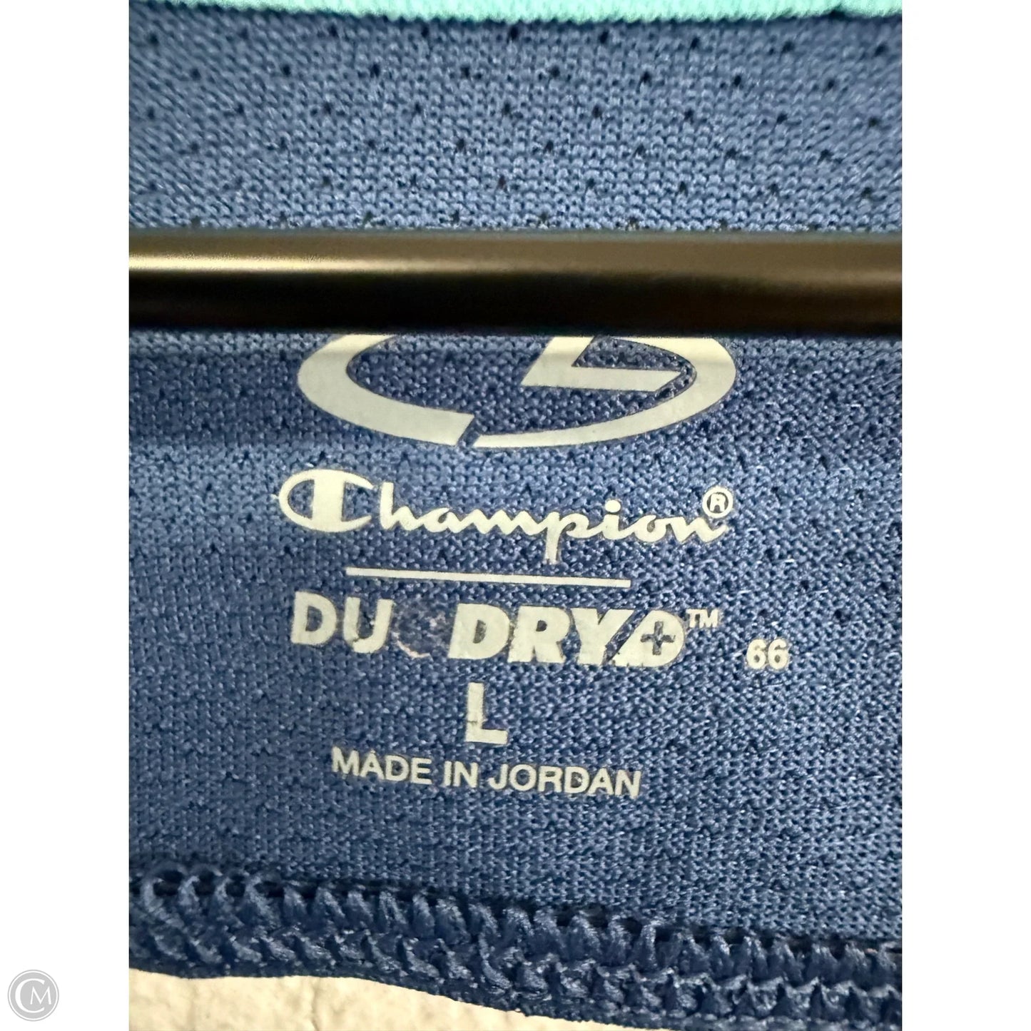 Athletic Top Short Sleeve By Champion In Blue, Size: L