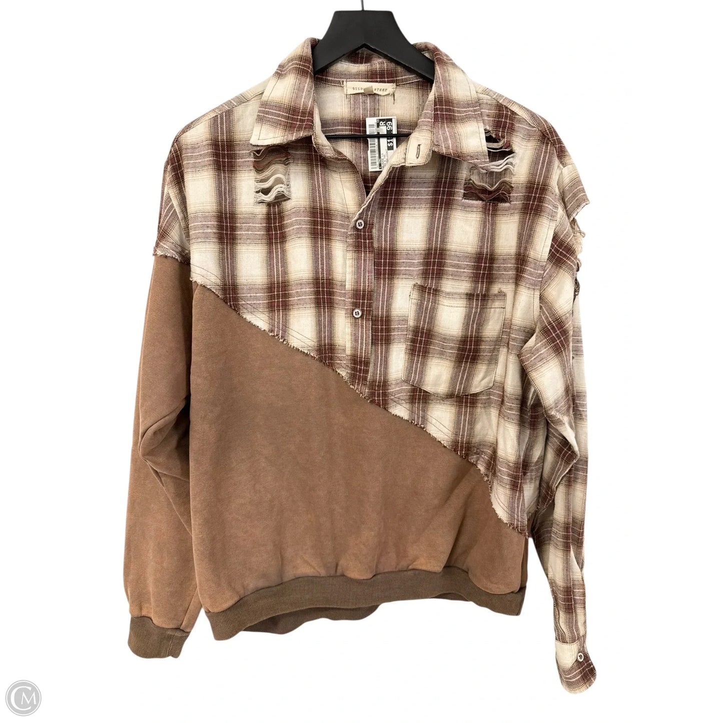 Blouse Long Sleeve By Cmc In Red & Tan, Size: M