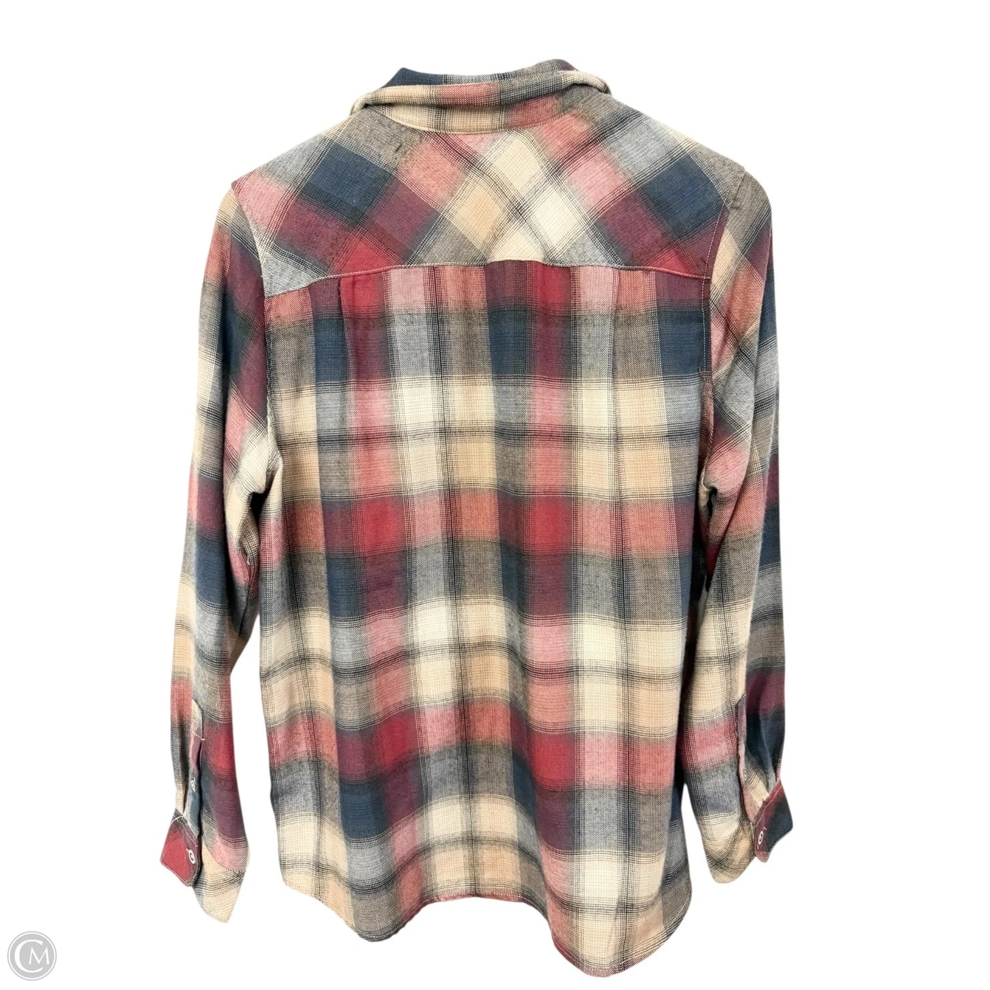 Blouse Long Sleeve By Clothes Mentor In Plaid Pattern, Size: L
