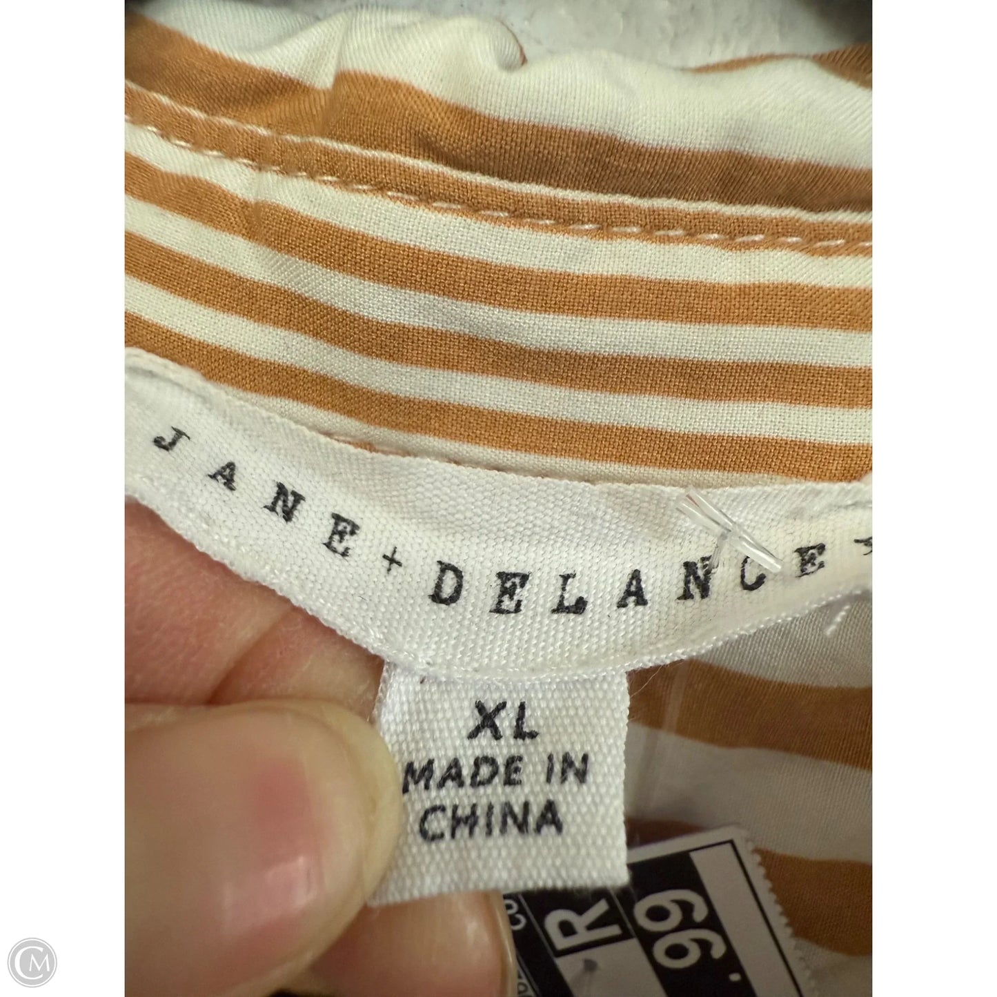 Blouse Long Sleeve By Jane And Delancey In Orange & White, Size: Xl