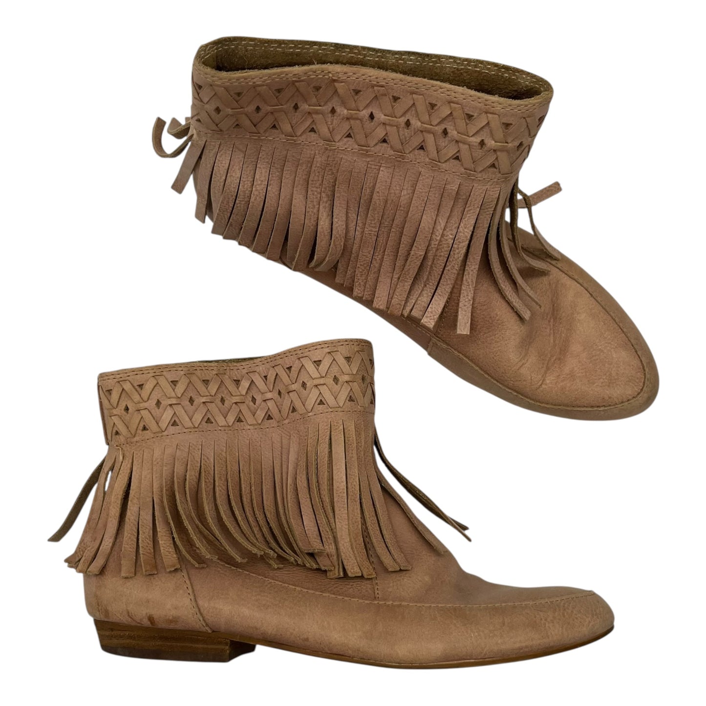 Boots Ankle Flats By Cmc In Tan, Size:8.5