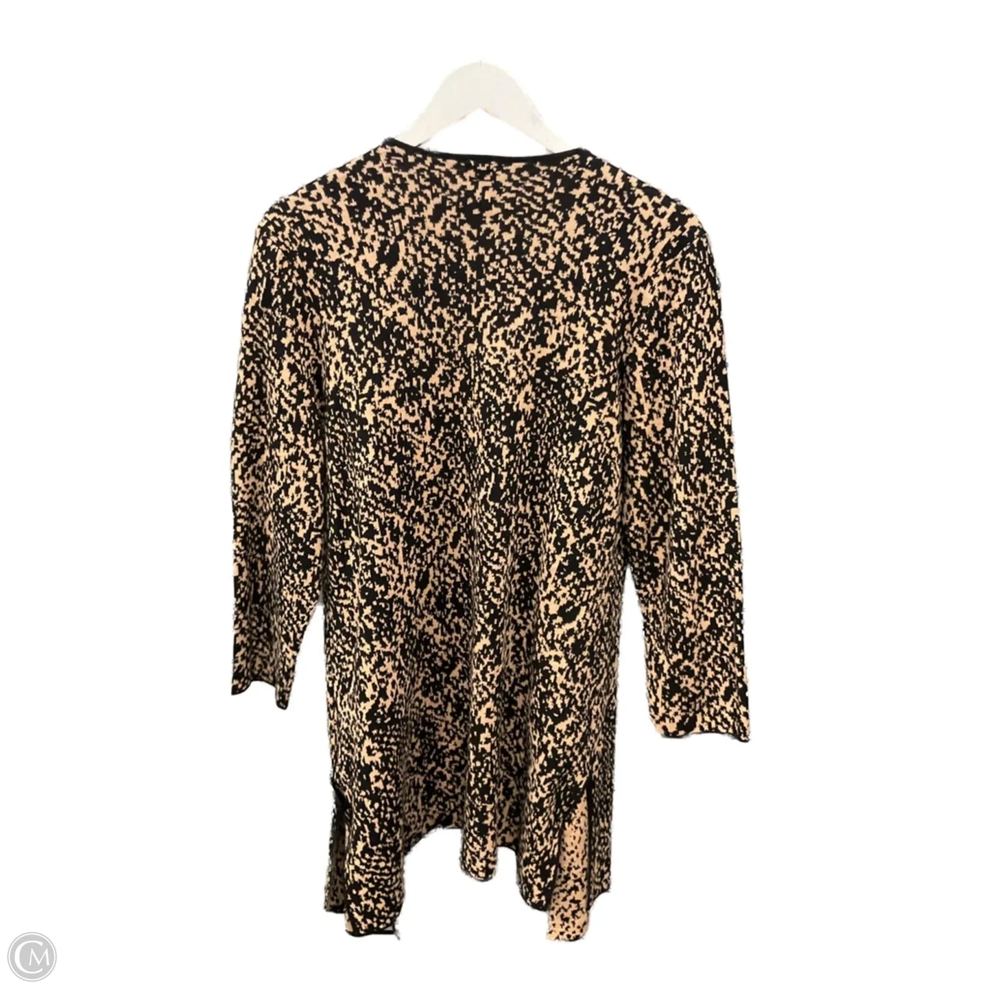 Sweater Cardigan By Anne Klein In Black & Tan, Size: L